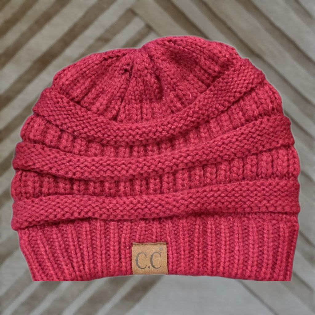 Vintage C.C Exclusives Beanie Hat One Size Women Red Acrylic Knit Logo Winter Size ONE SIZE - 1 Thumbnail