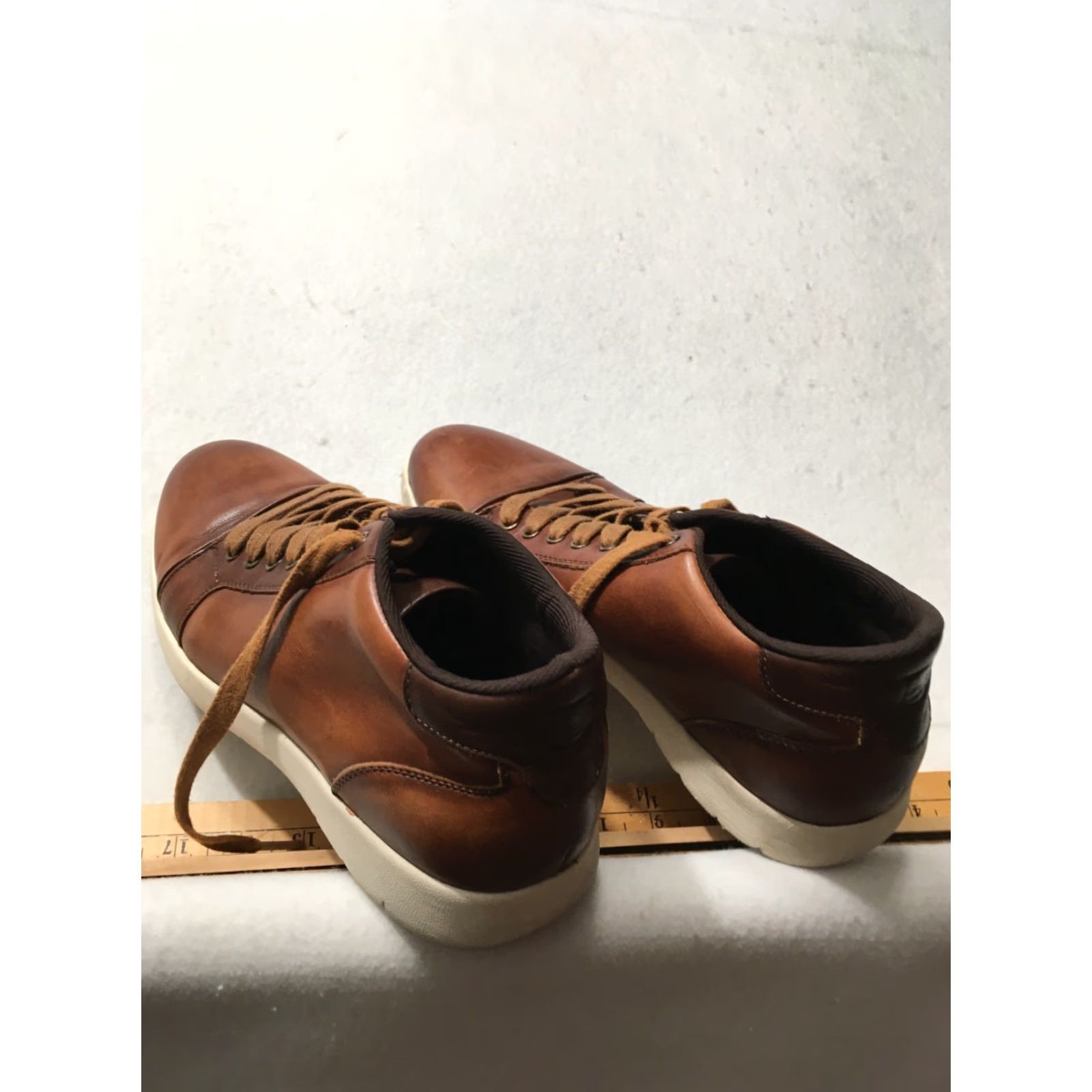 Stacy Adams Stacy Adams Harlow Mid Lace Up Sneaker Dress Shoe Mens 8.5 Cognac Brown Leather Oxford Cap Toe Vintage No Size US 9 / EU 42 - 4 Thumbnail