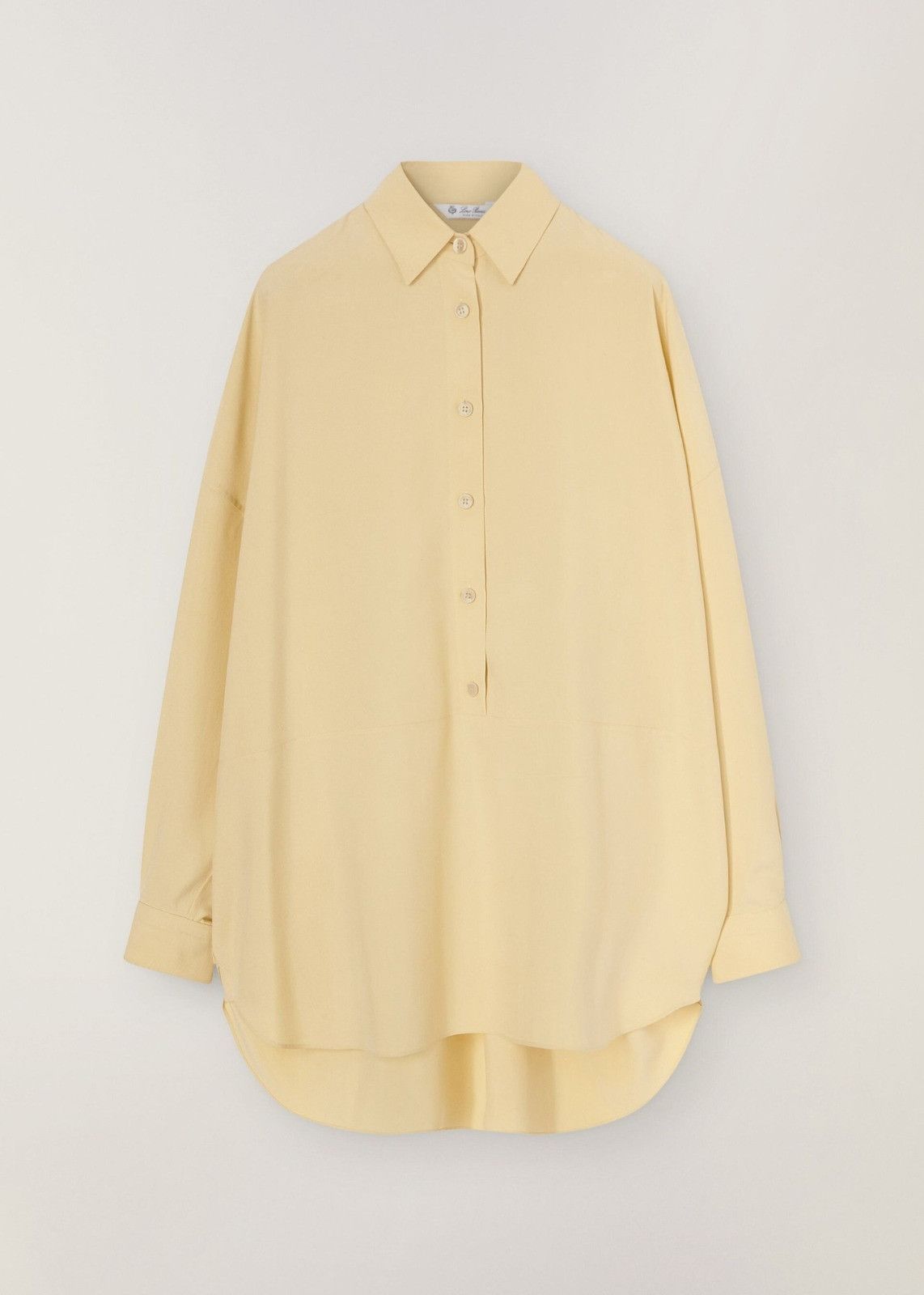 image of Loro Piana O1Loc1C0224 Sveva Popeline Silk Shirt In Yellow, Women's (Size XL)