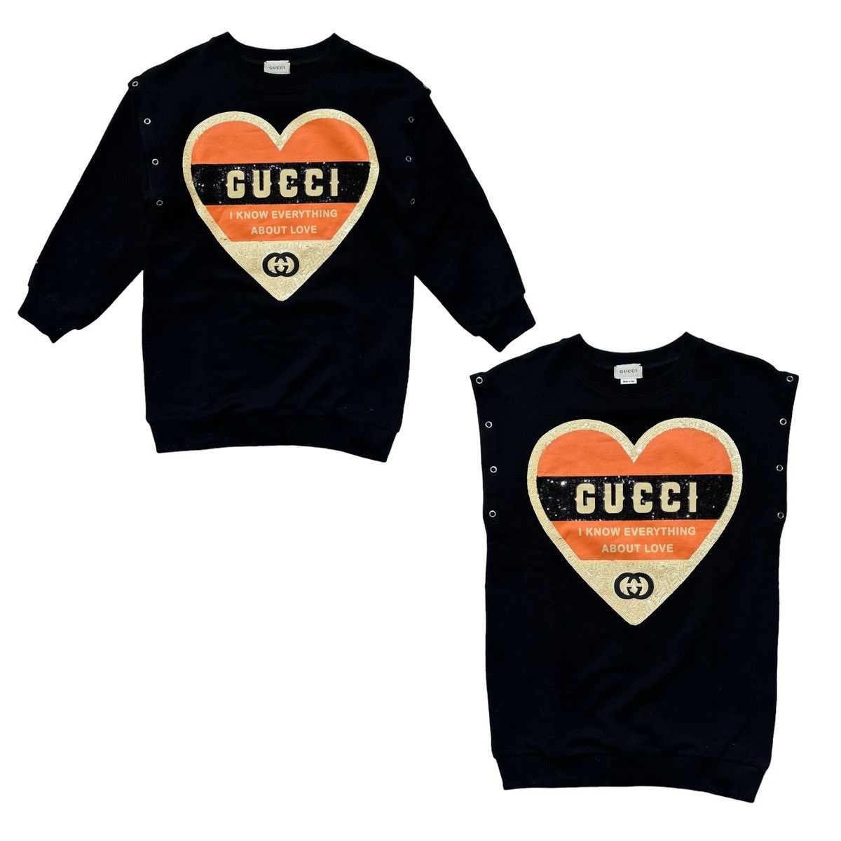image of 2In1 Tear Away Sequin Gucci Love Crewneck in Black, Men's (Size 2XS)