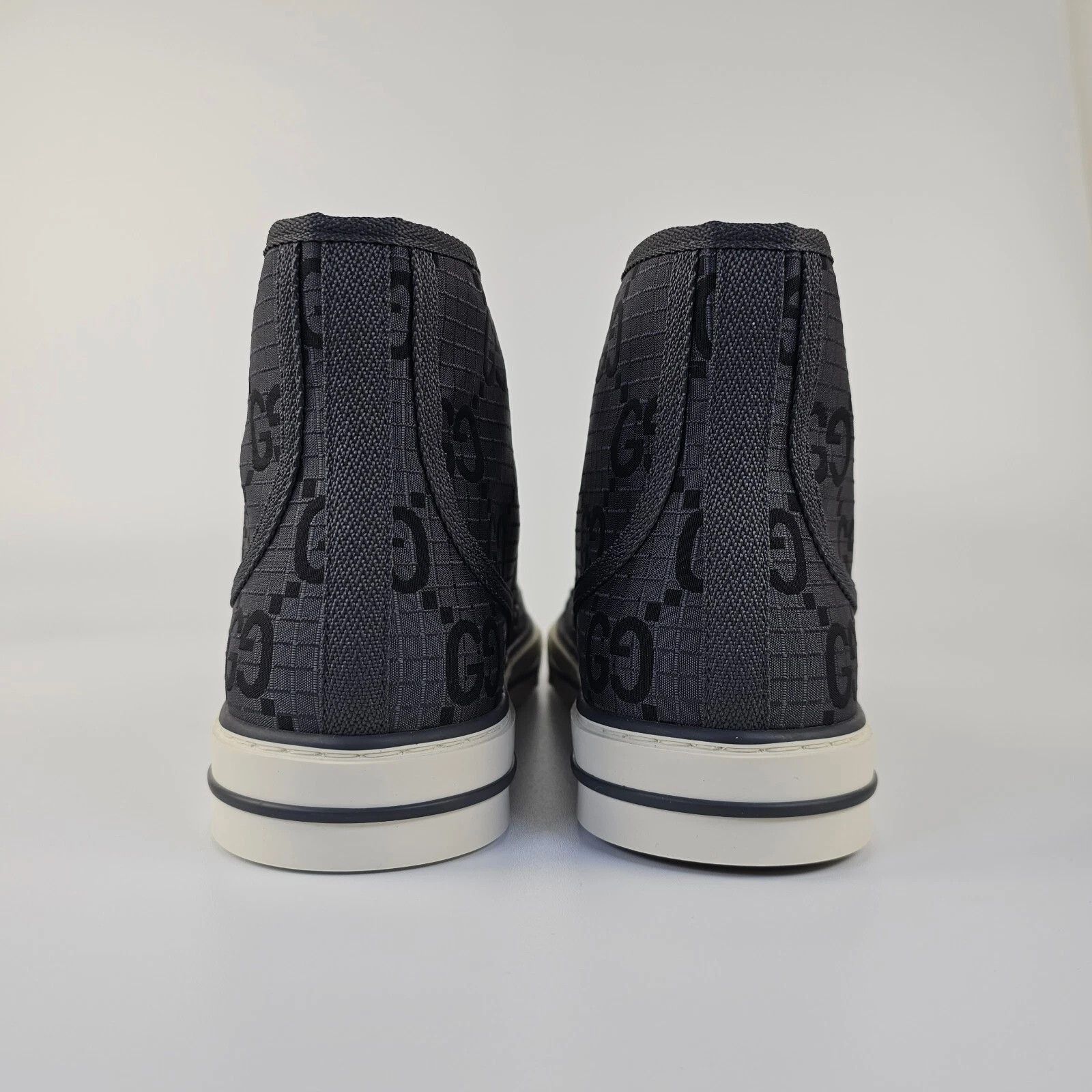GUCCI Tennis 1977 Men's Black/Gray GG High Top Sneakers New
