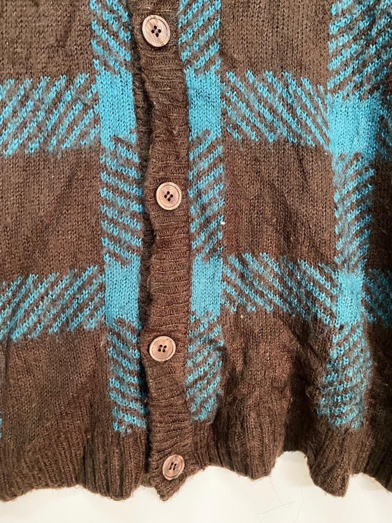 Japanese Brand Vintage Japanese Basque Magenta Cardigan Checked Knit Size US XXL / EU 58 / 5 - 4 Thumbnail