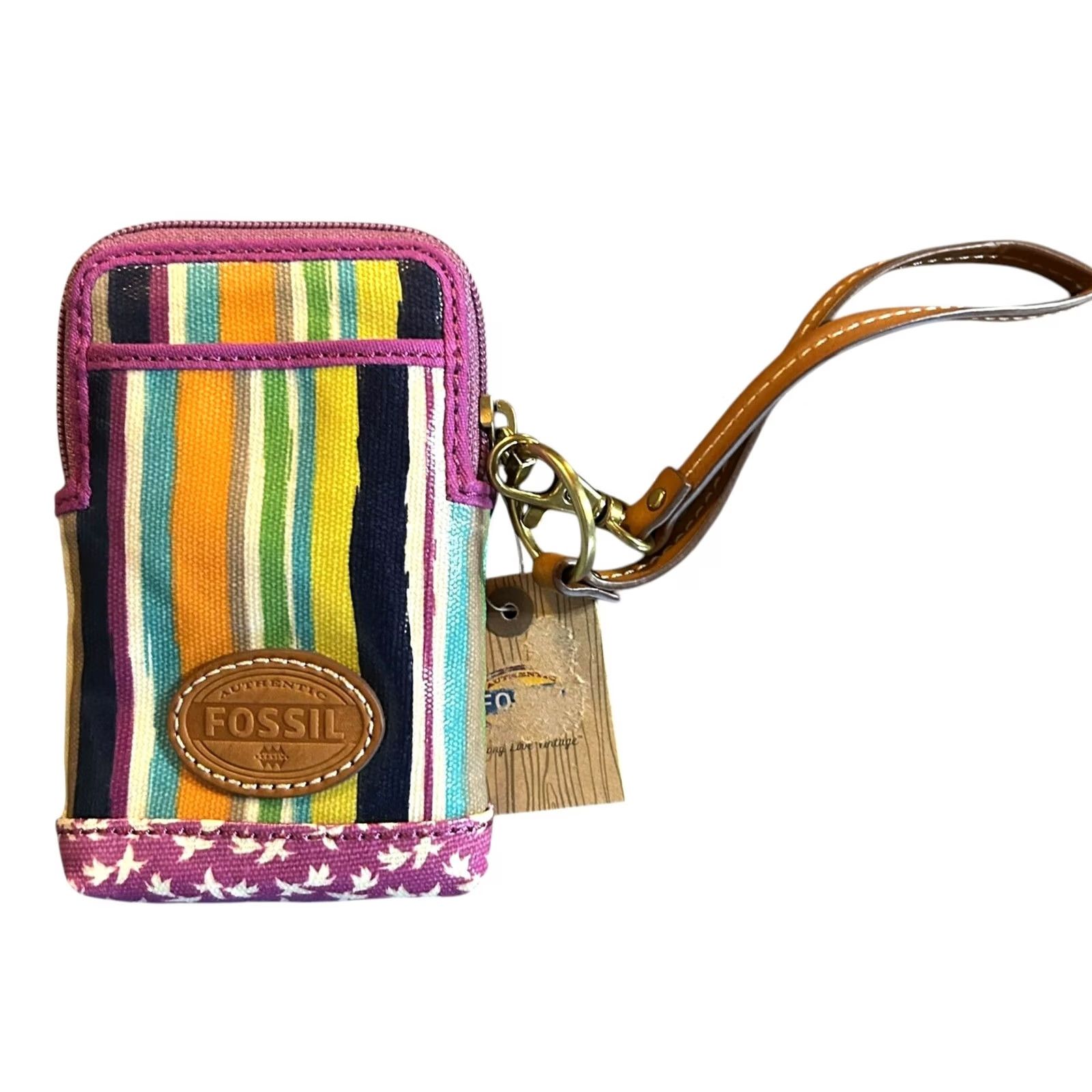 Fossil Fossil Birds Purple Striped Wristlet Wallet NWT Women Small Coin Purse Purse Credit Card 4in x 6in Wristlet Wallet Women Size ONE SIZE - 2 Thumbnail