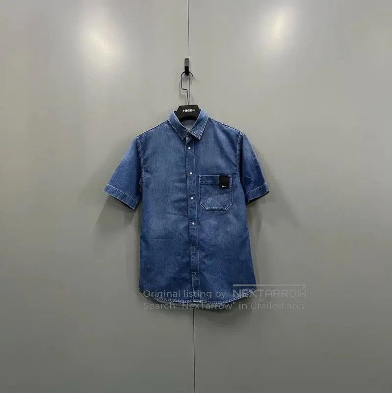 Dior Dior Blue Cotton Short Sleeve Shirt . Size US M / EU 48-50 / 2 - 1 Thumbnail