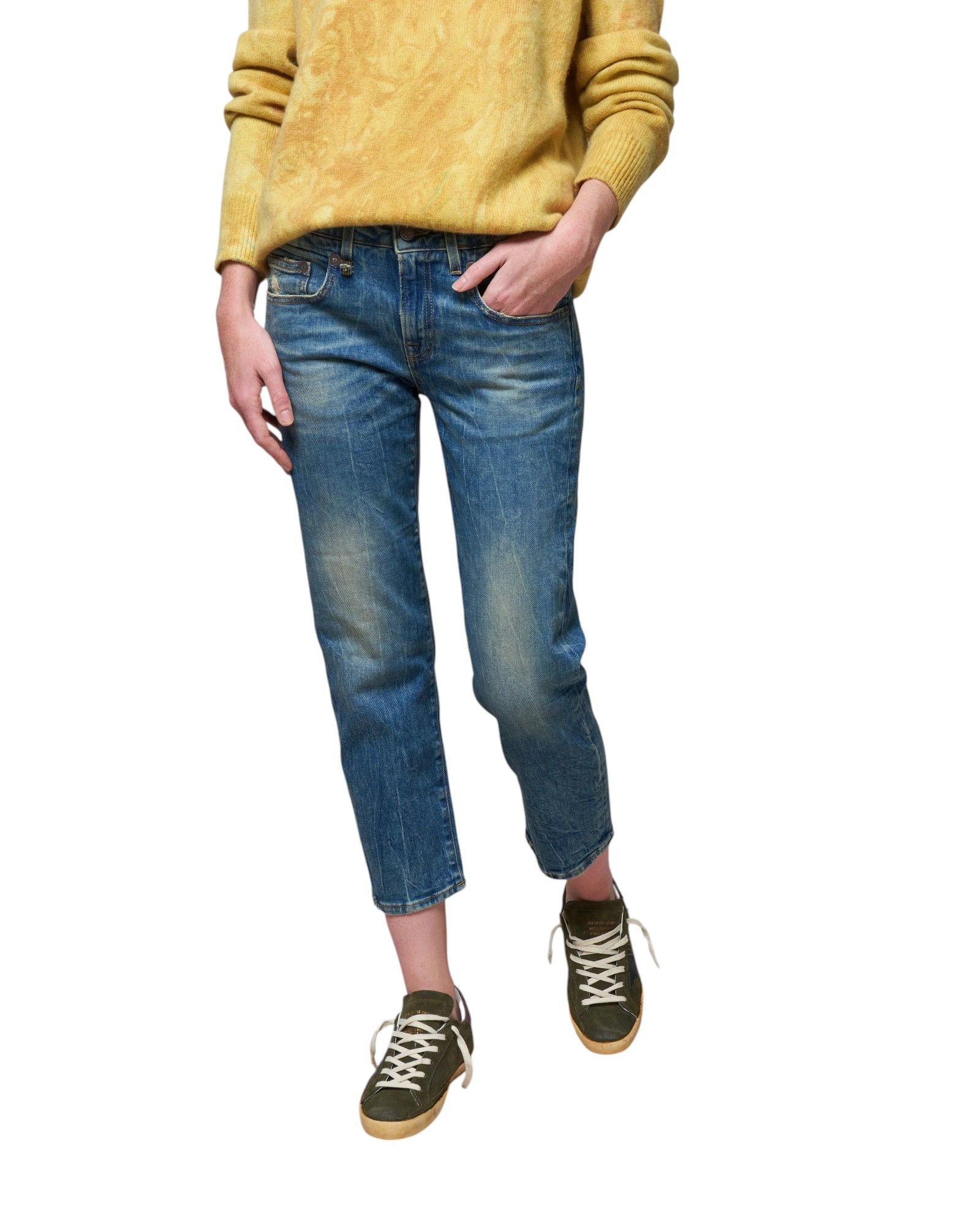 BOY STRAIGHT 27 Cropped Ankle Washed Blue Kelly 84445
