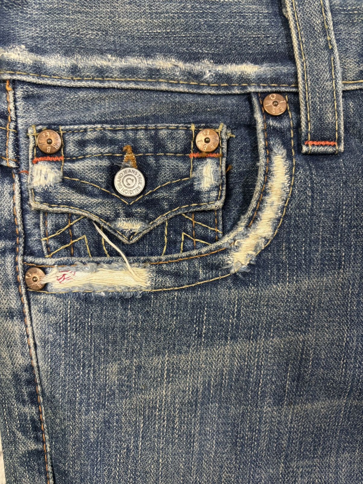 True Religion Vintage True Religion Joey Mud Washed Flare Distressed Jeans Size US 28 / EU 44 - 5 Thumbnail