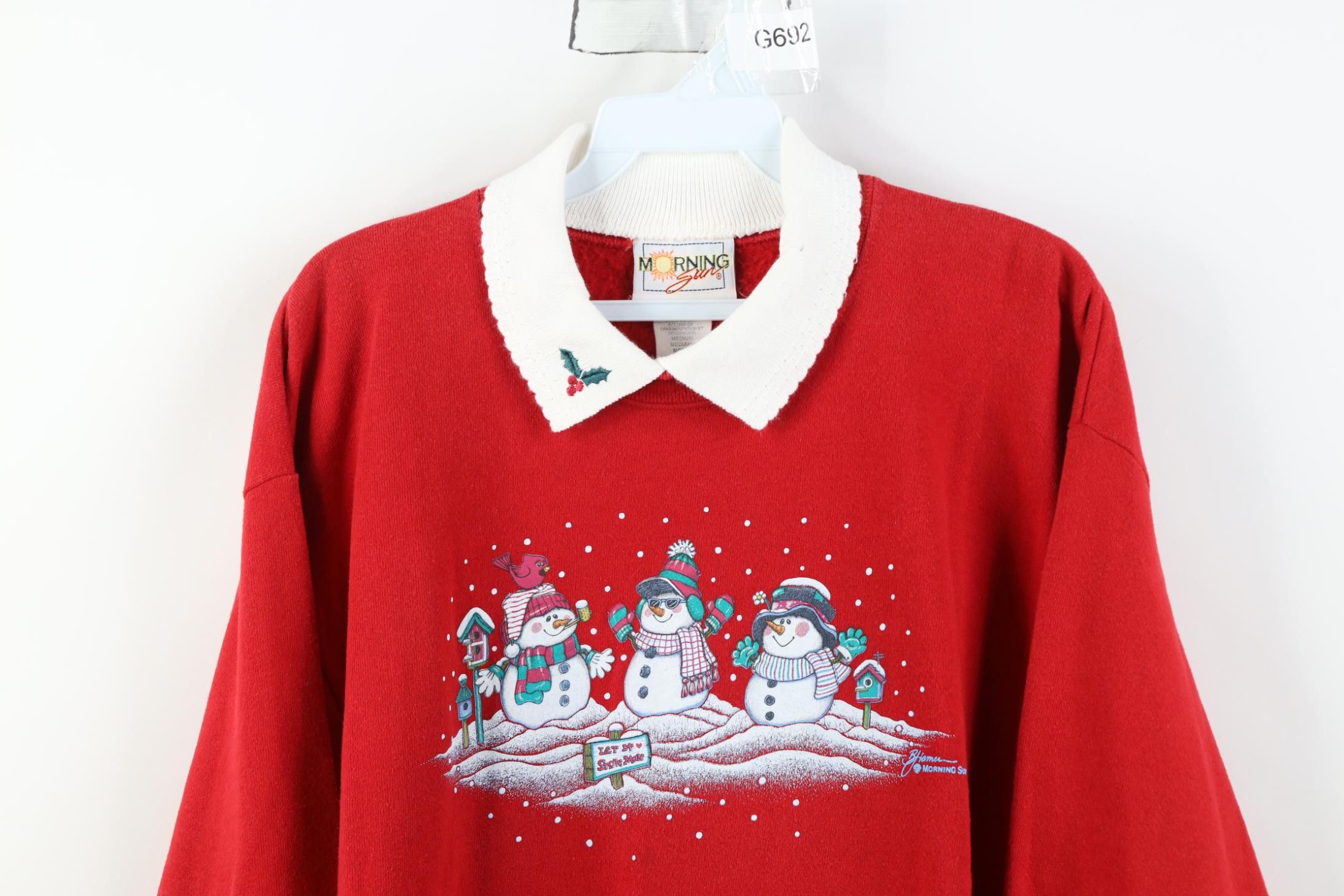 Vintage Vintage 90s Streetwear Christmas Snowman Collared Sweatshirt Size M / US 6-8 / IT 42-44 - 2 Thumbnail