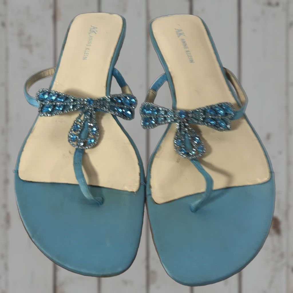Anne Klein Anne Klein Blue Dragonfly Rhinestone T-Strap Flats Women’s Size 9M Summer Casual Size US 9 / IT 39 - 1 Thumbnail