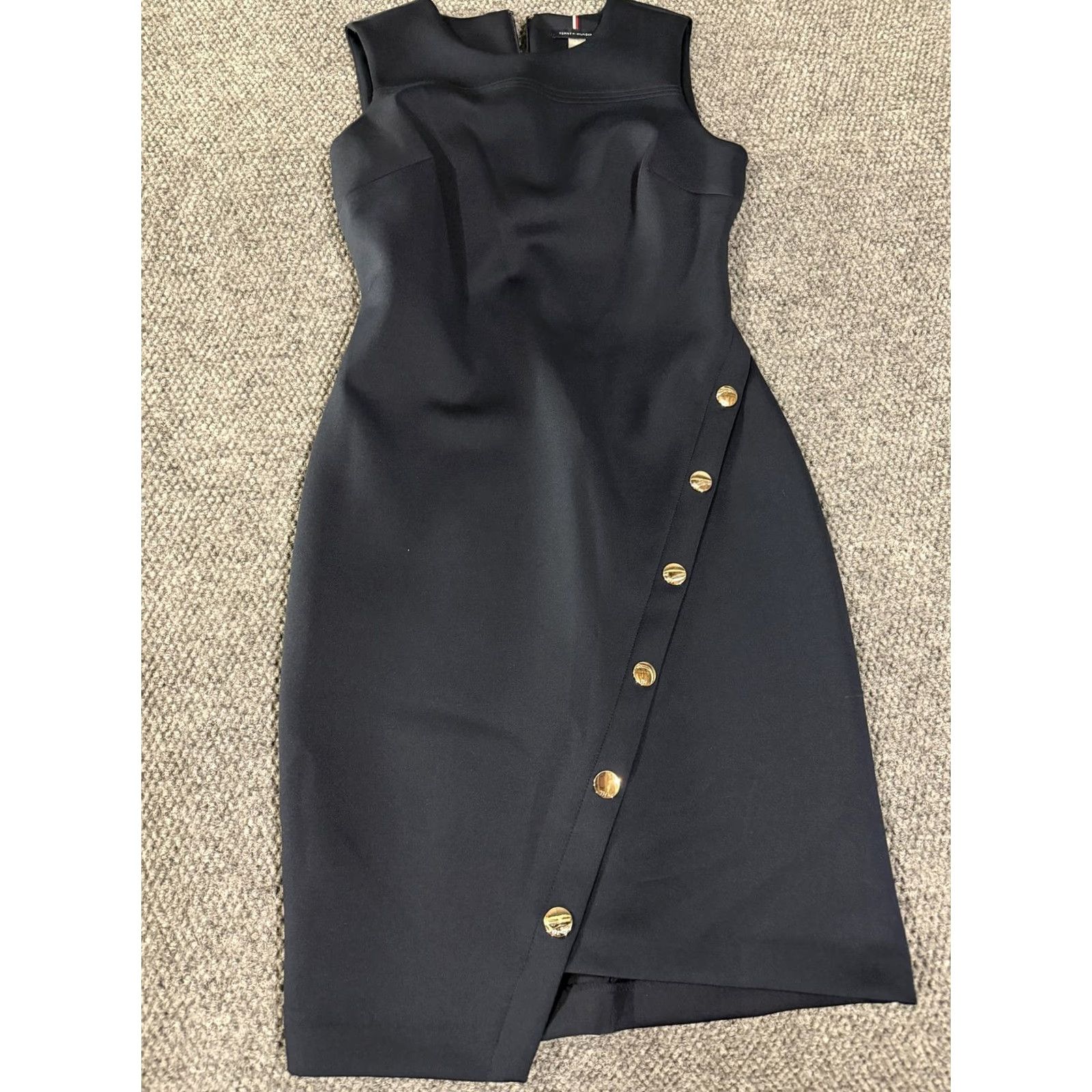 Tommy Hilfiger Tommy Hilfiger Dress Womens 6 Navy Blue Sleeveless Sheath Pencil Gold Button Dress Size M / US 6-8 / IT 42-44 - 2 Thumbnail