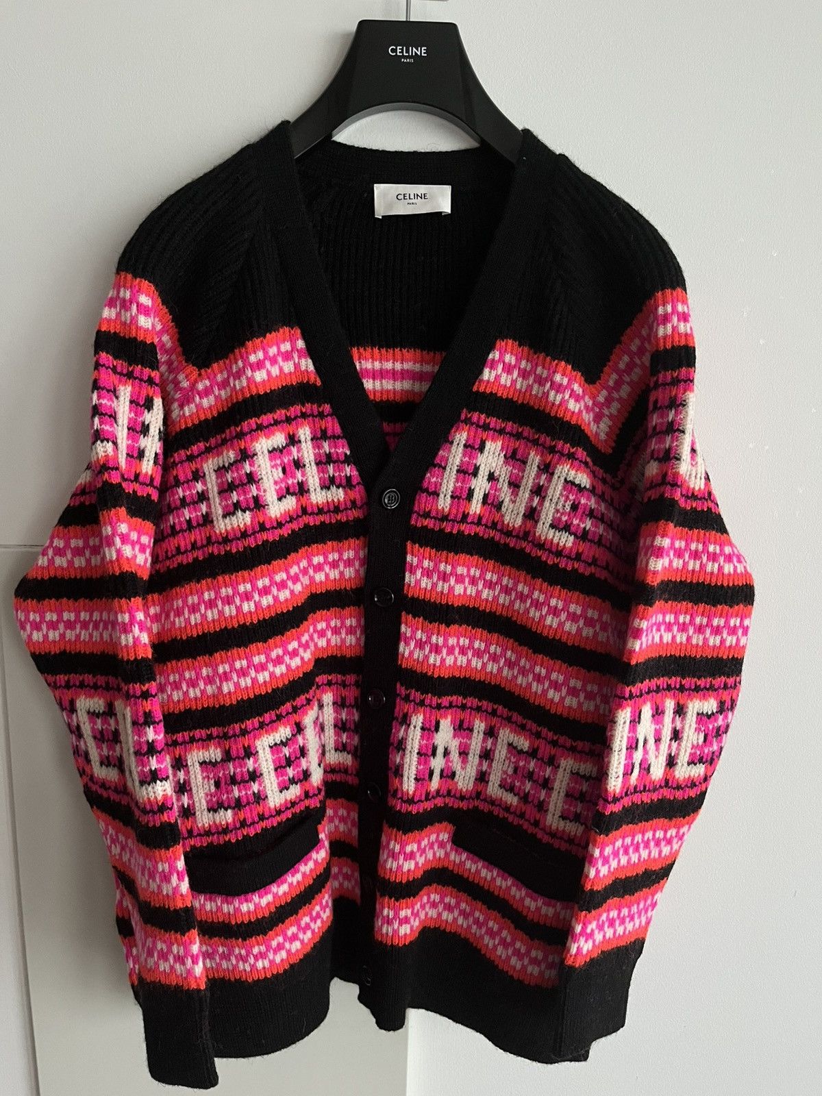 Celine × Hedi Slimane Super Runway Celine Hedi Slimane Logo Cardigan Coat Rare Size US L / EU 52-54 / 3 - 2 Thumbnail
