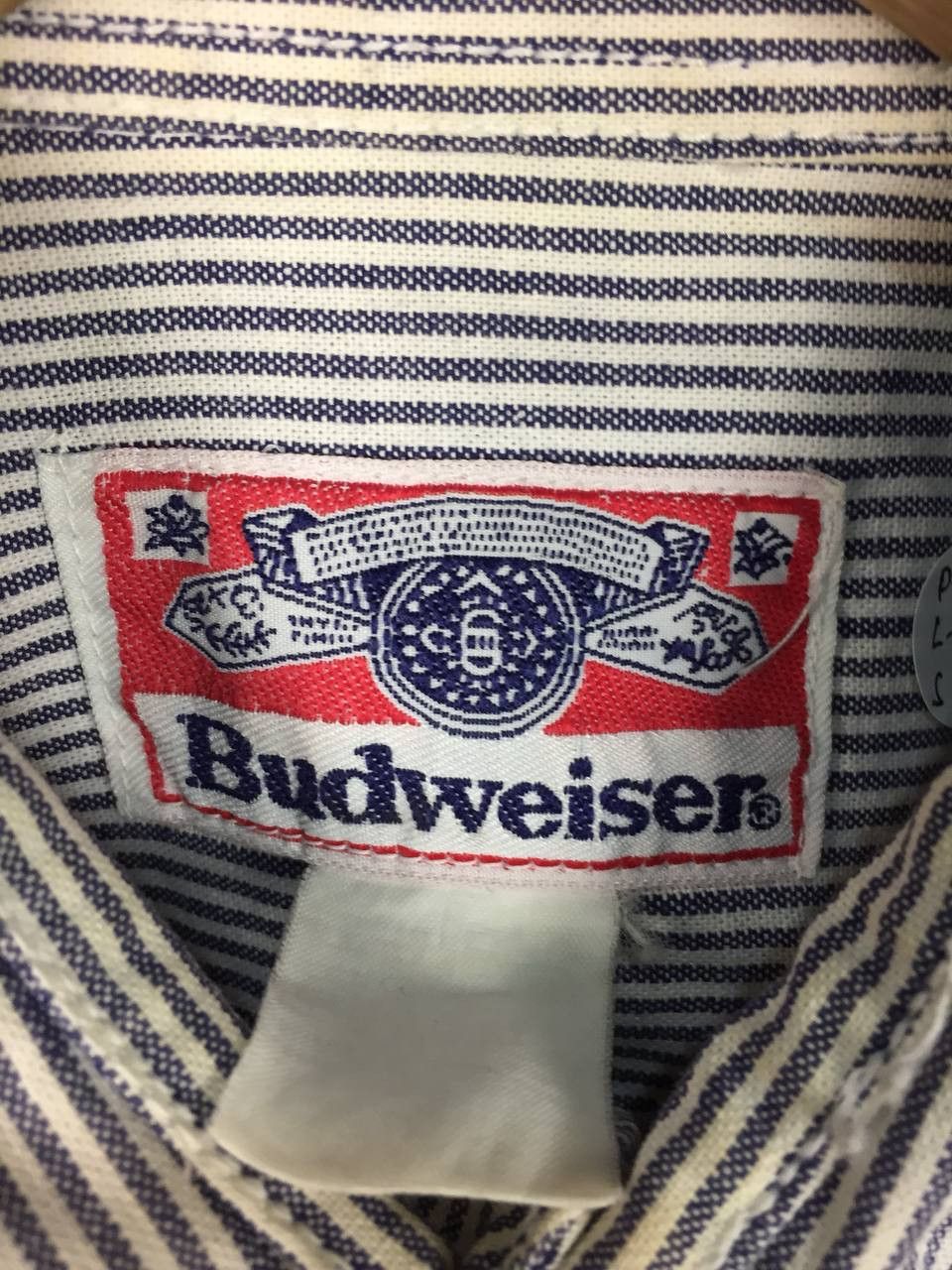 Budweiser Vtg Budweiser Hickory Stripe Workwear Button Up Shirt Size US L / EU 52-54 / 3 - 9 Thumbnail