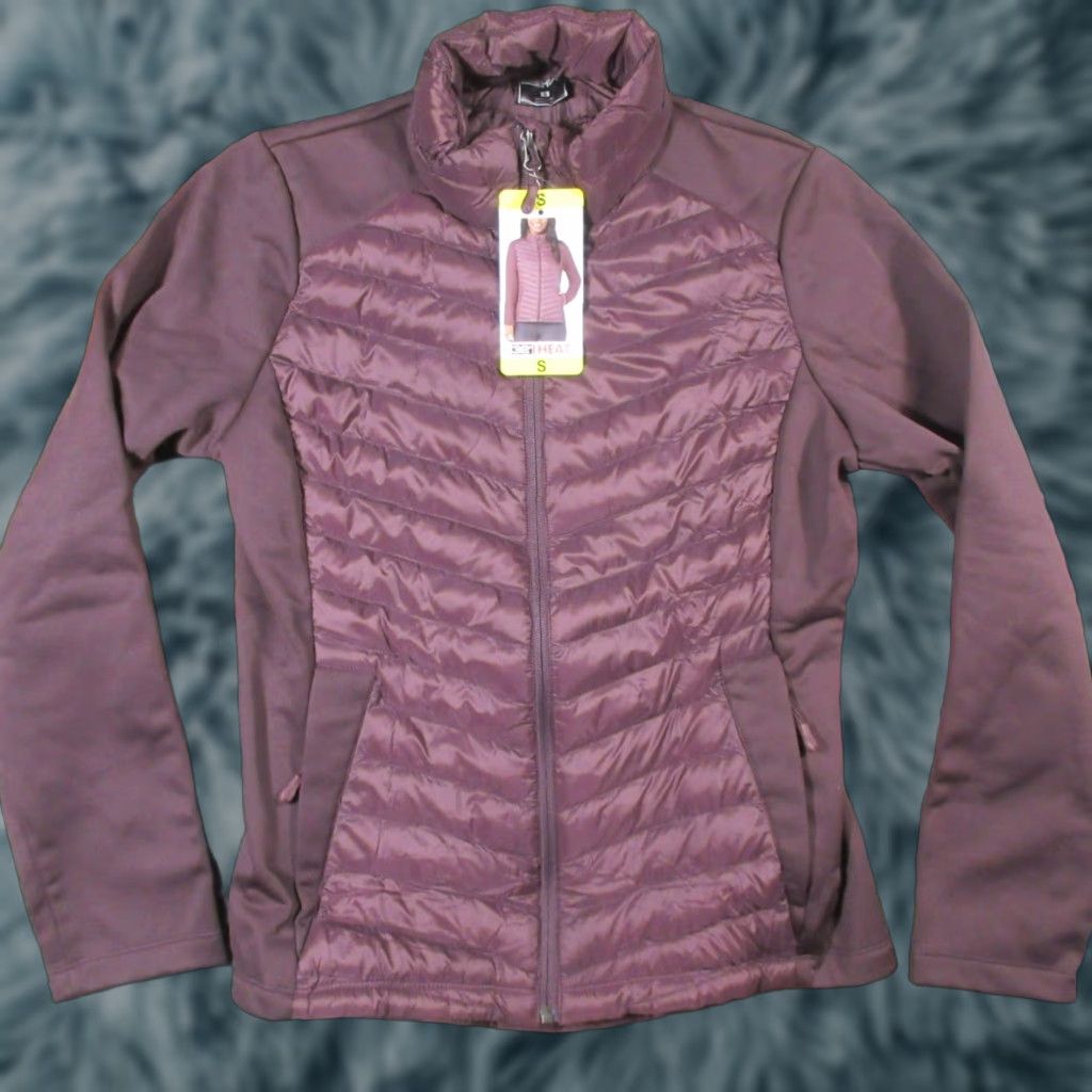 Vintage 32 Degrees Heat Puffer Jacket Women S Burgundy Mixed Media Packable NEW NWT Jacket Size S / US 4 / IT 40 - 1 Thumbnail