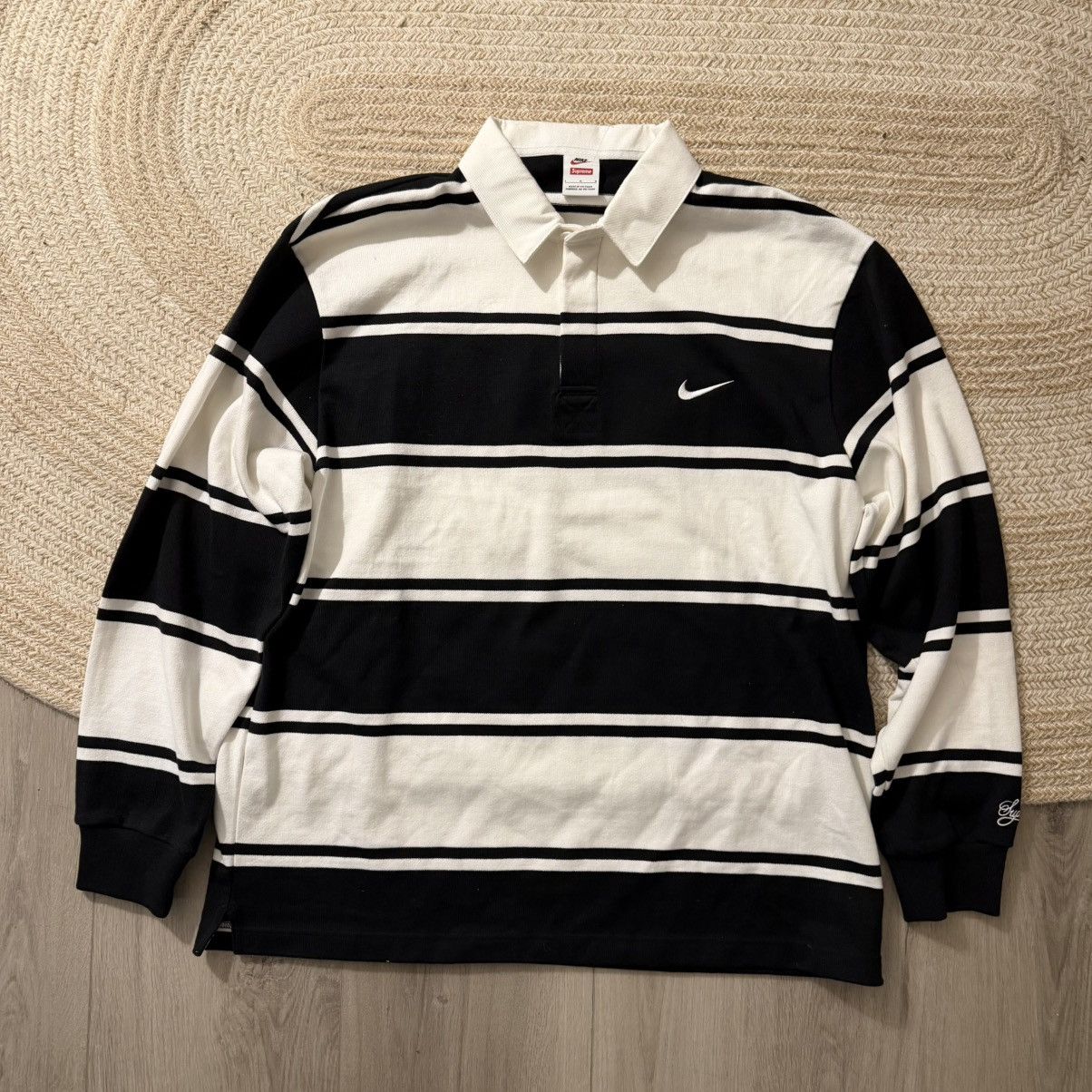 Nike × Supreme Supreme Nike Stripe Rugby Long Sleeve Shirt Black