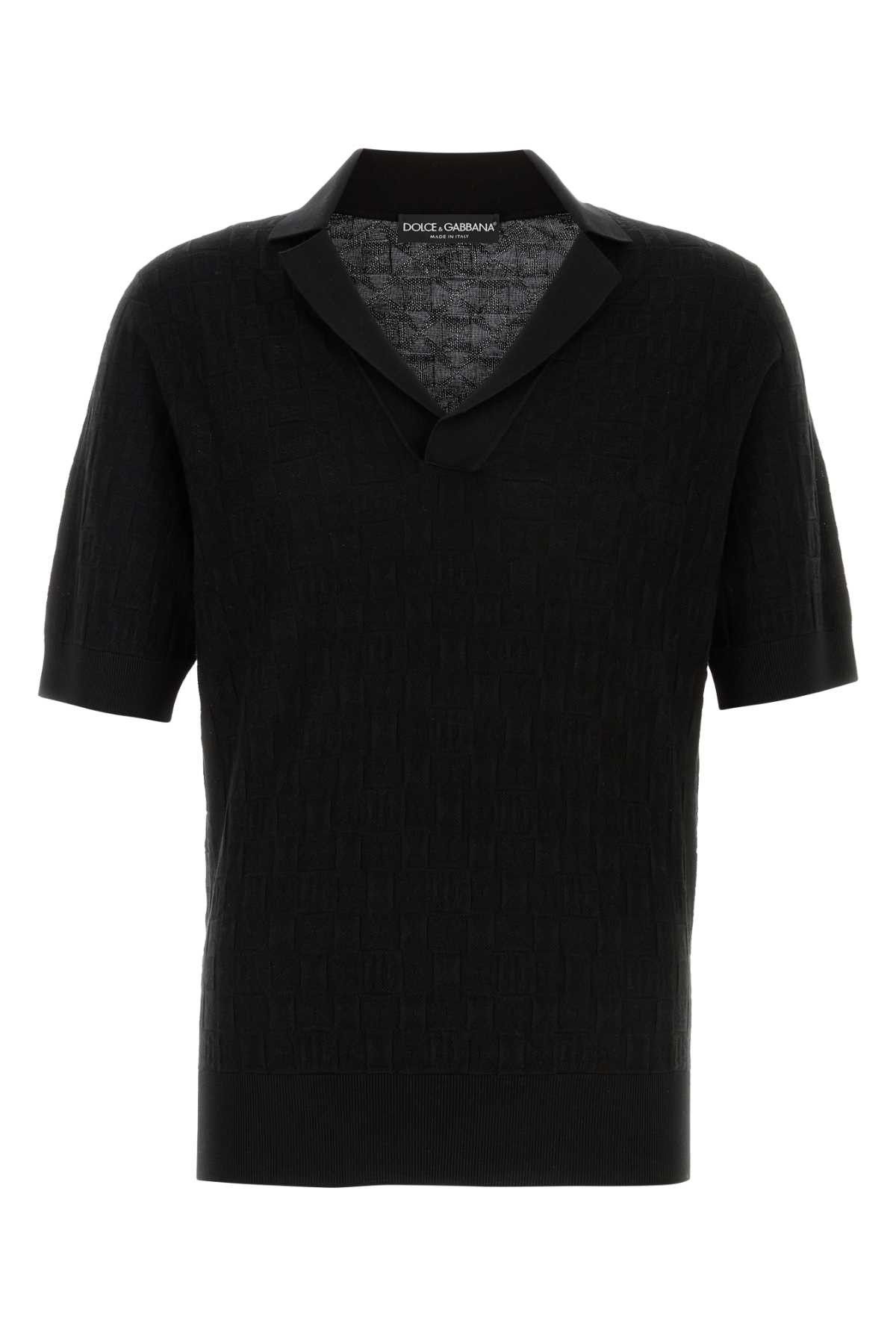 Dolce & Gabbana Black Stretch Silk Blend Polo Shirt Size US M / EU 48-50 / 2 - 1 Thumbnail