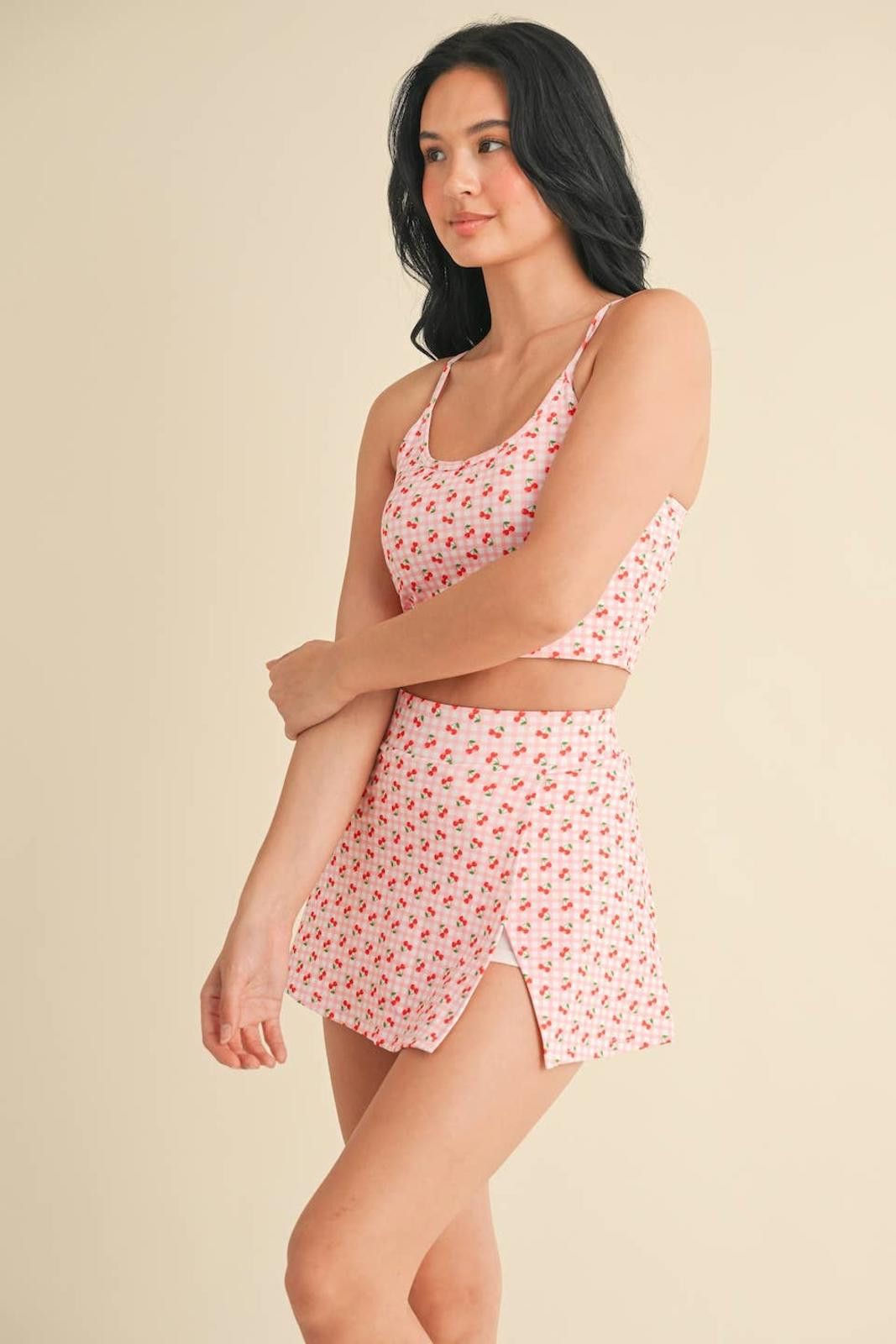 Christian Kimber Cherry Gingham Print Racerback Crop Tank by Kimberly C Size ONE SIZE - 9 Thumbnail