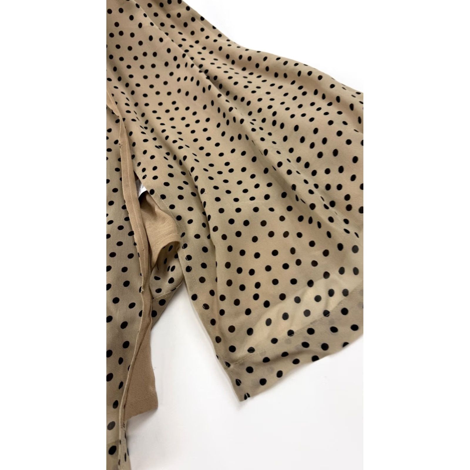 Ganni Ganni Dress Womens 34 Beige Black Polka Dot Slip Spaghetti Strap V Neck Flowy Maxi Size XXS / US 00 / IT 34 - 2 Thumbnail