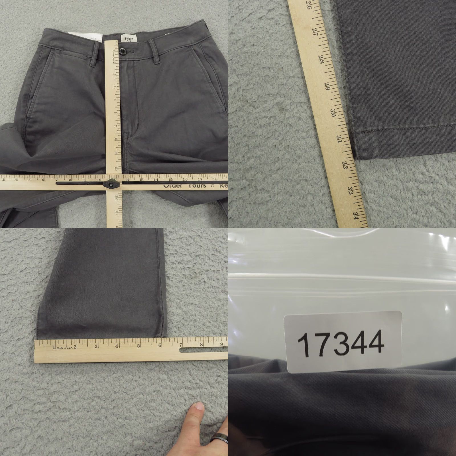 Flint And Tinder Flint And Tinder Pants Mens Slim Gray Twill Chinos Straight 29x32, 5-Pocket, Flat Front, Cotton Blend, Zip, Machine Washable, New With Tags, Huckberry Size US 29 - 9 Thumbnail