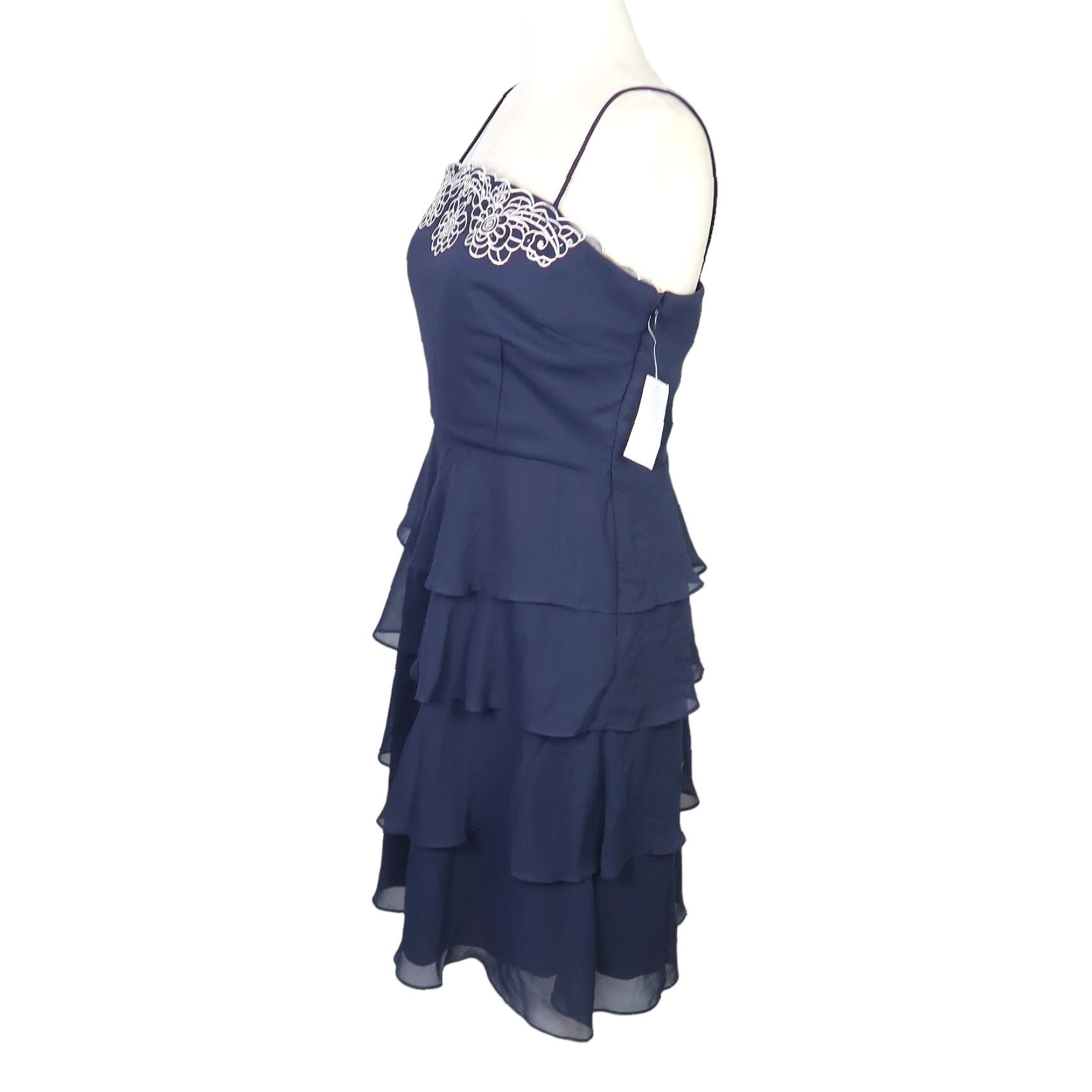 Vintage VINTAGE Y2K navy blue tiered ruffle skirt party dress 6P Mini Bohemian Size 28" / US 6 / IT 42 - 3 Thumbnail