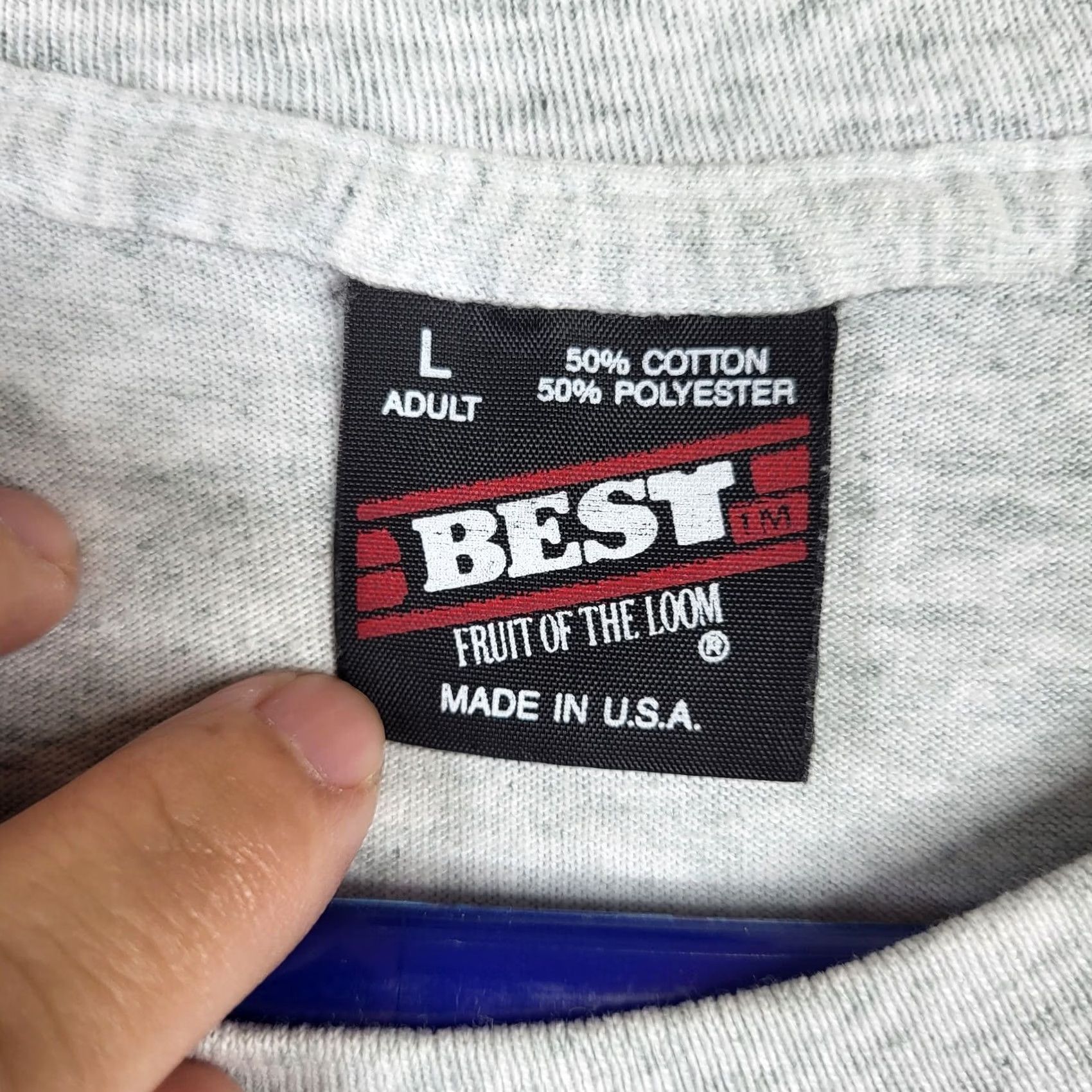 Fruit Of The Loom VINTAGE Fruit of the Loom Men’s T-Shirt Gray 90s Graphic Print Rangers Crew Neck Sz L Logo Short Sleeve Size L Boys Mens Womens Size US L / EU 52-54 / 3 - 3 Thumbnail