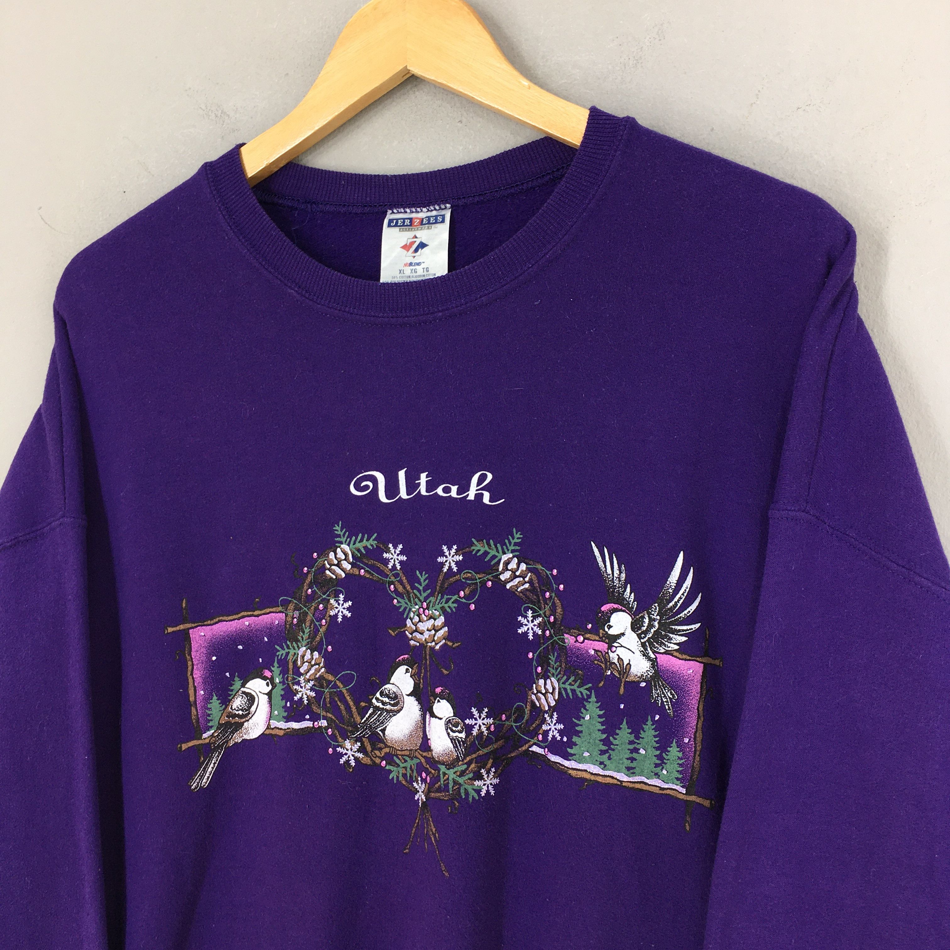 Habitat Vintage 90s Utah Habitat Bird Purple Sweatshirts XLarge Size US XL / EU 56 / 4 - 3 Thumbnail