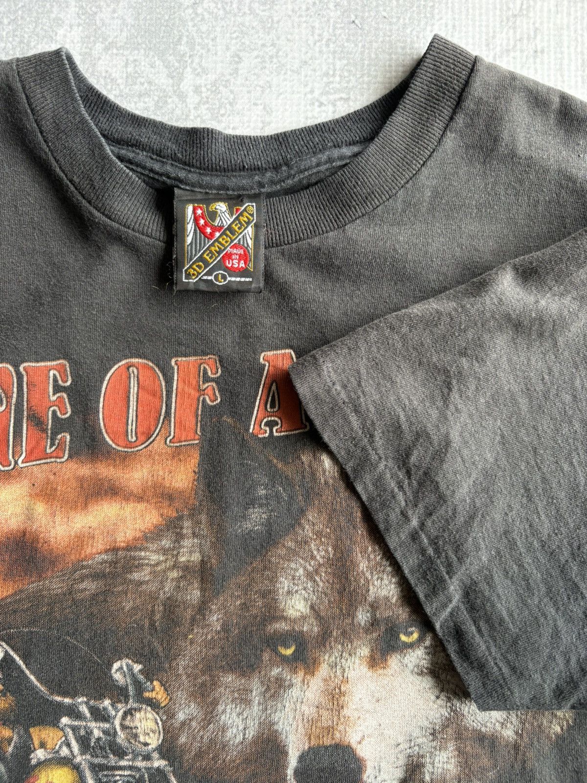 Harley Davidson Vintage 1992 American Biker Wolf 3D Emblem USA Tee Shirt Size US L / EU 52-54 / 3 - 2 Thumbnail