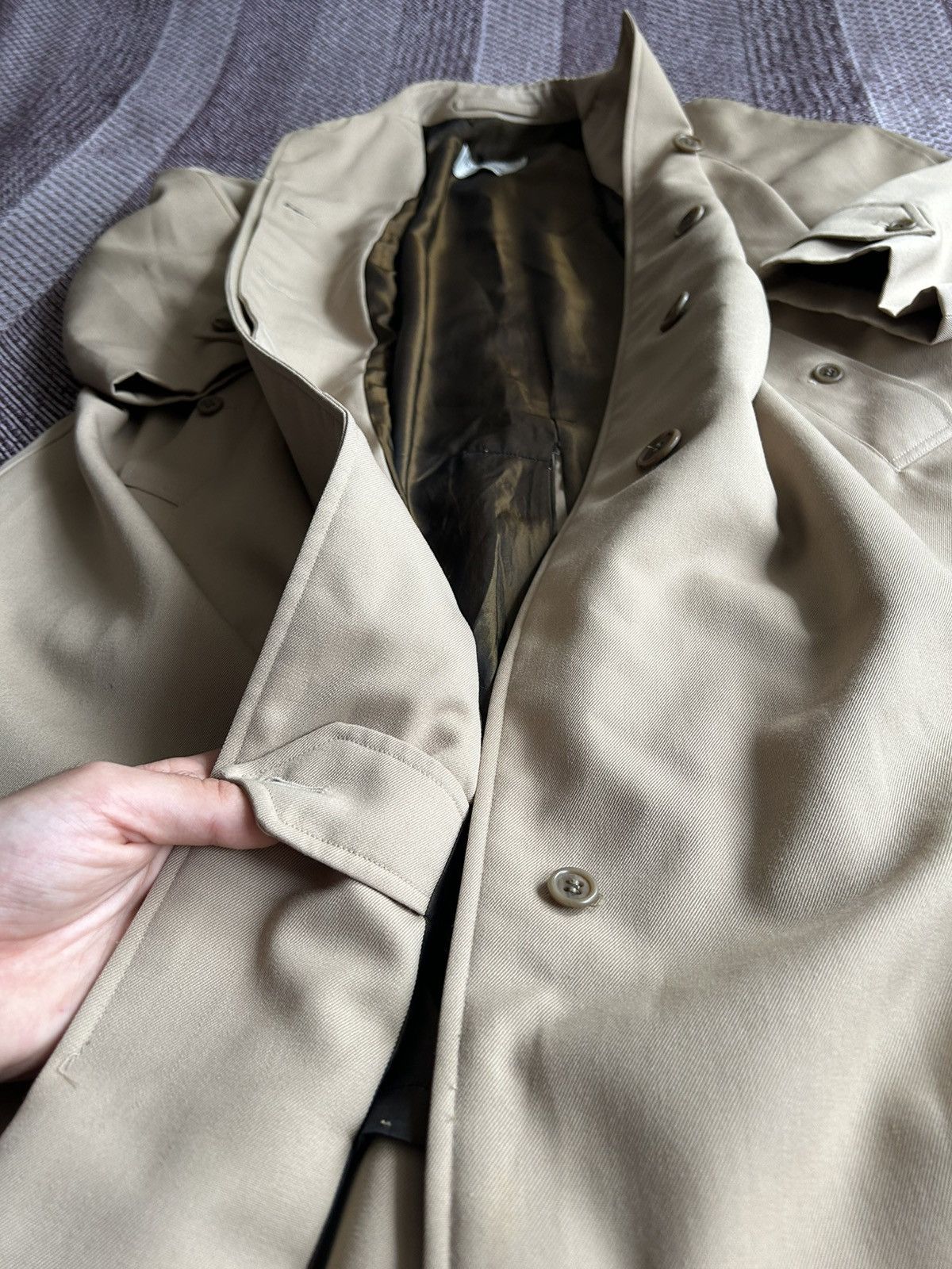 Burberry Vintage Burberrys 90s Heavy Trench Coat Mens Solid Style Size US XL / EU 56 / 4 - 12 Thumbnail
