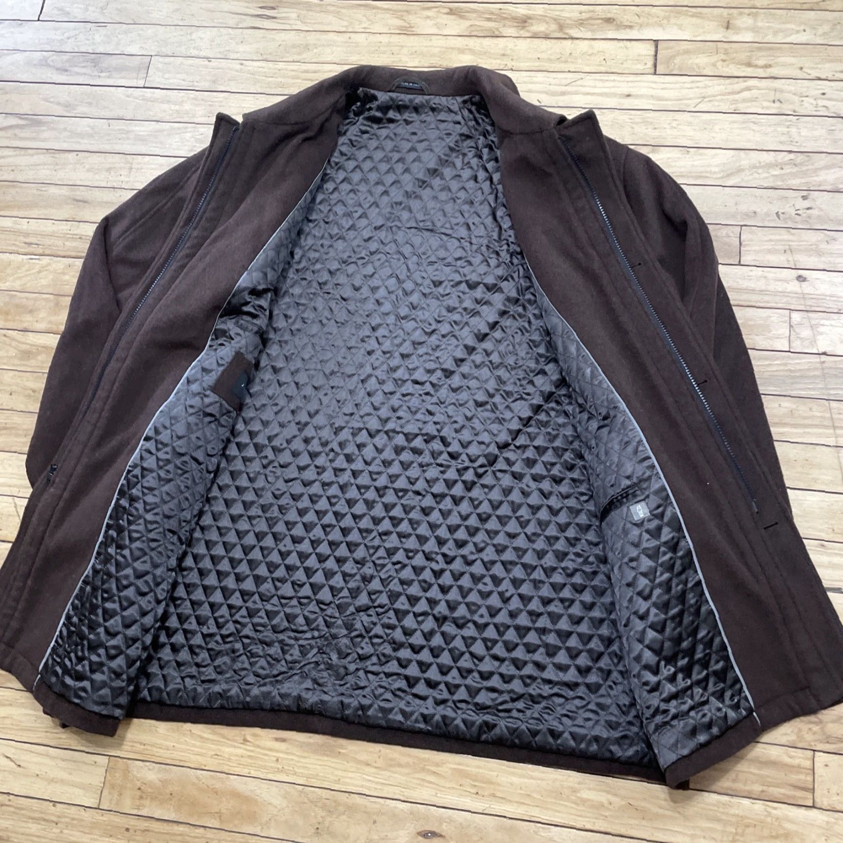 Vintage VINTAGE J. Ferrar Wool Car Coat Men 2XL Brown Quilt Lined Zip Button Heavy Jacket Size US XXL / EU 58 / 5 - 4 Thumbnail