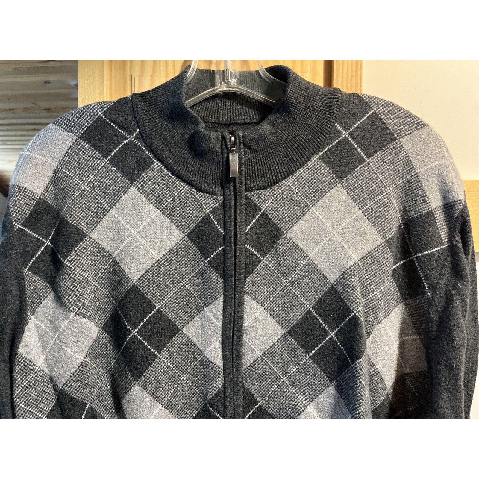 Other Kenneth Roberts Men’s L Gray Argyle Cotton Cashmere Sweater Size US L / EU 52-54 / 3 - 4 Thumbnail