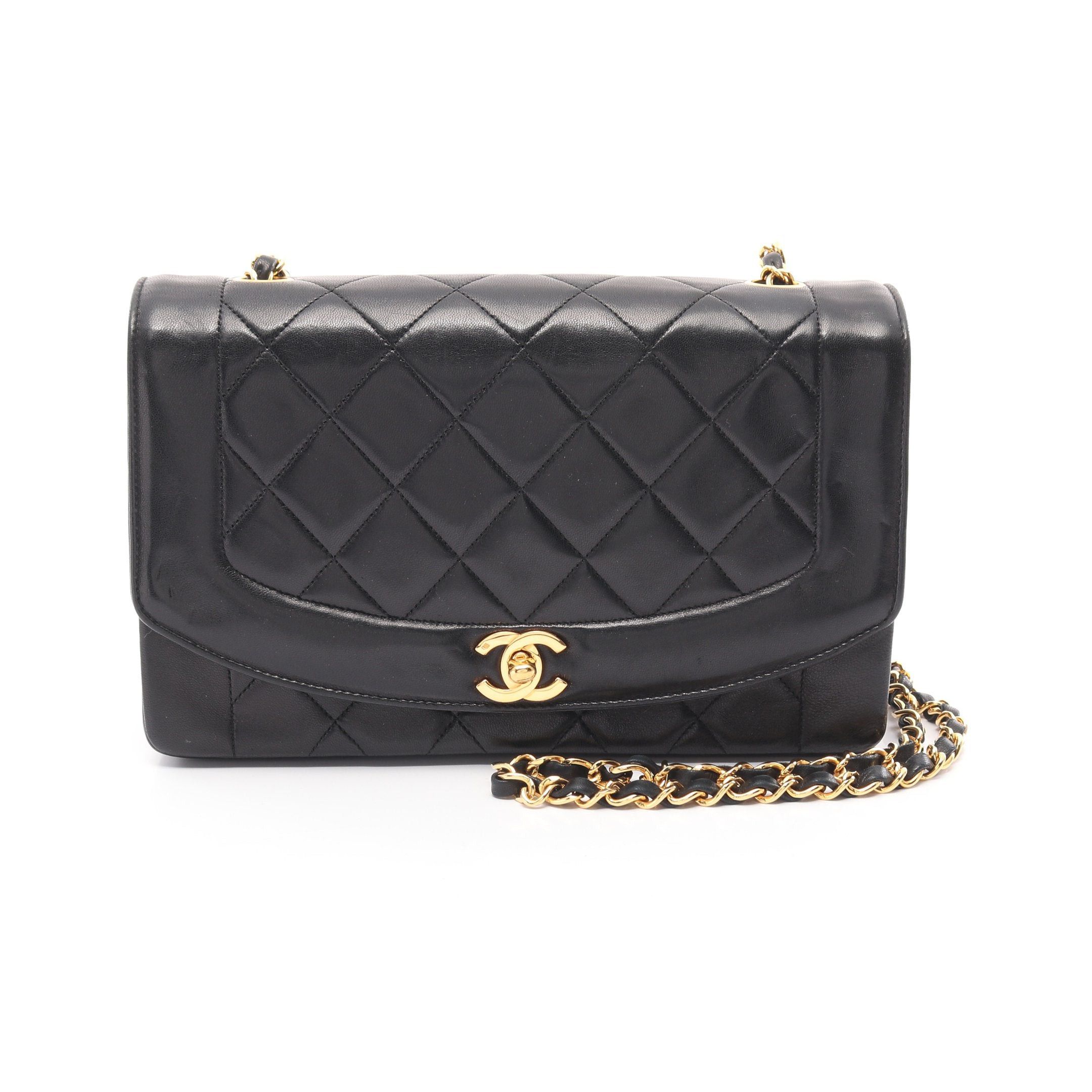 Chanel Chanel Matelasse Diana Flap Chain Shoulder Bag Lambskin Black Gold Hardware Size ONE SIZE - 1 Thumbnail