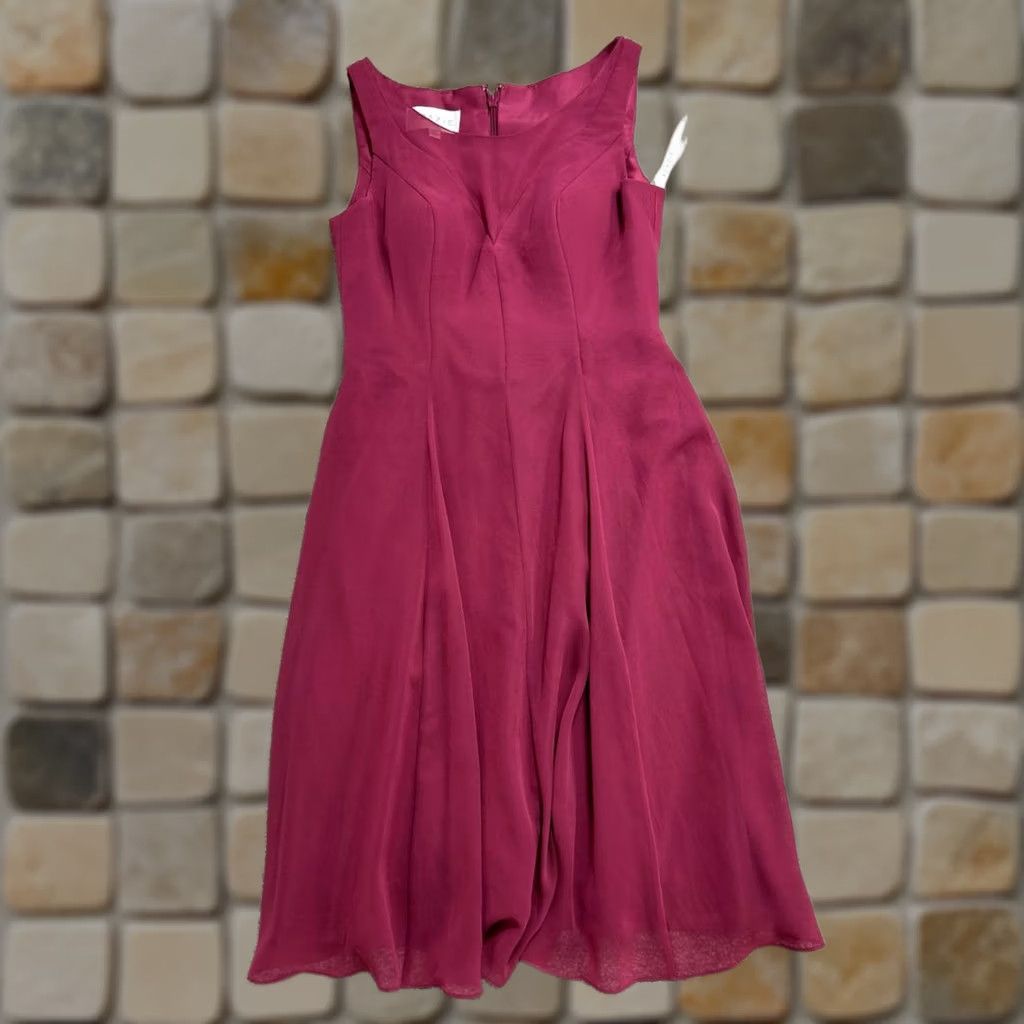 Vintage Azazie Kaya A-Line Dress Womens A8 Red Lined Sleeveless Scoop Neck Back Zip Formal Wedding Size M / US 6-8 / IT 42-44 - 1 Thumbnail