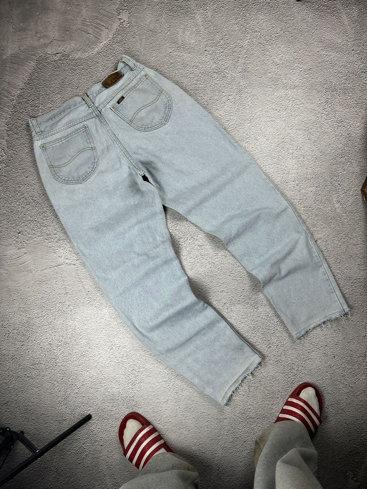 Lee Vintage Lee Riders Washed Denim Blue Jeans Baggy Flared Y2K Size US 35 - 1 Thumbnail