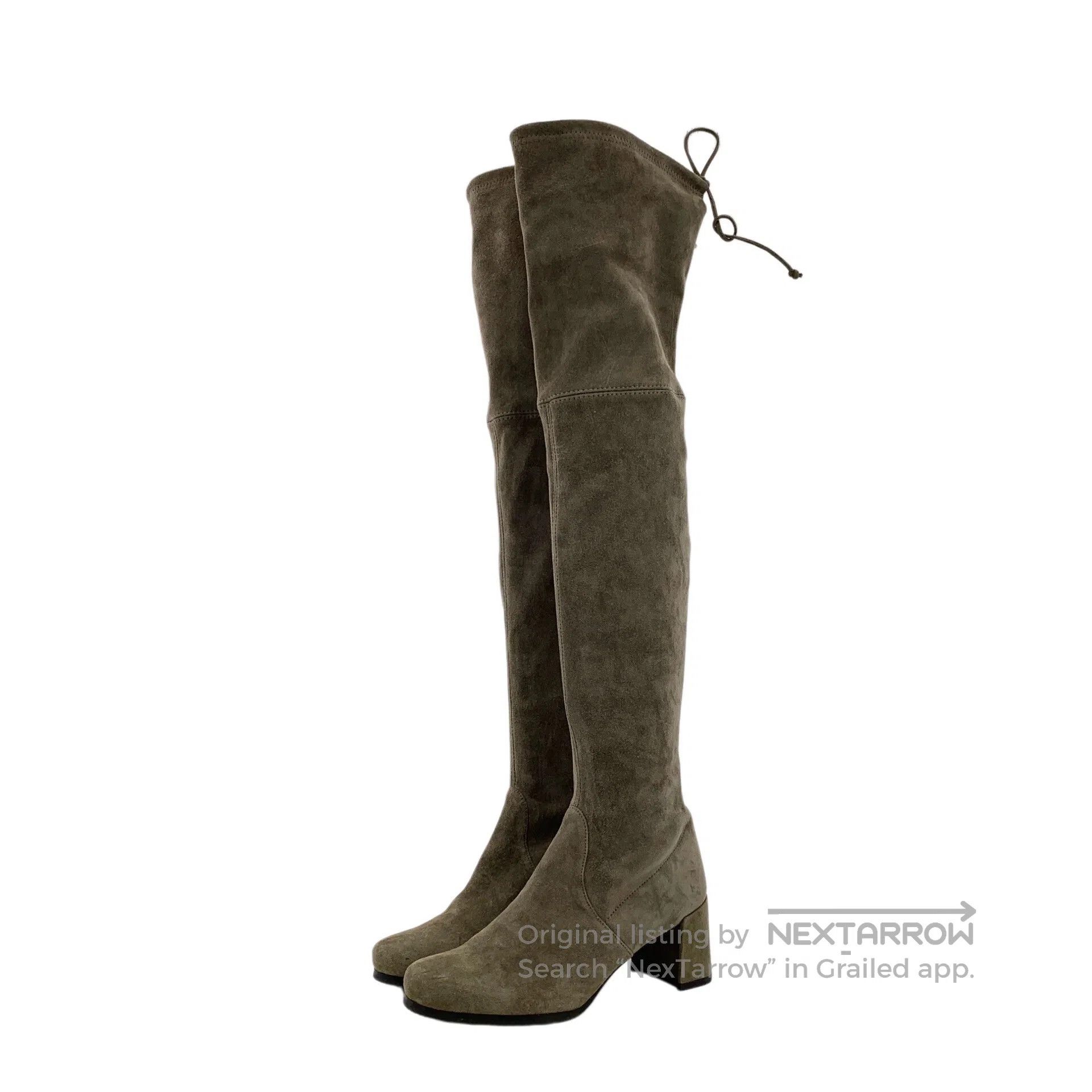 Swarovski SW Brown suede round toe thick heel high boots| Size US 5.5 / IT 35.5 - 1 Thumbnail