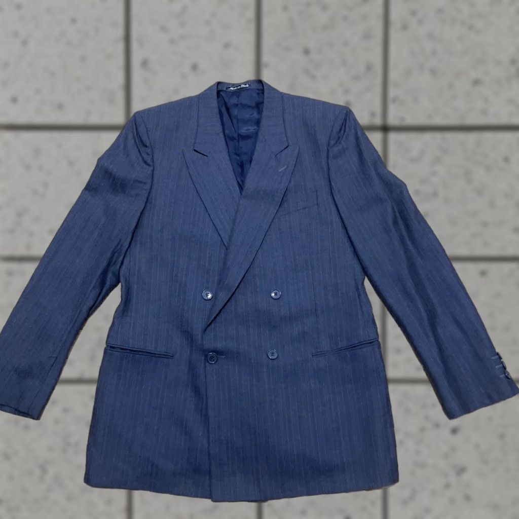 VINTAGE Giorgio Armani MANI Sport Coat Jacket Men 41R Wool Dark Gray Red Italy Blazer