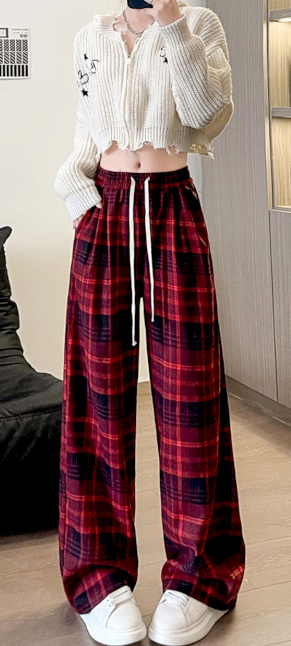 Designer × Japanese Brand × Vintage Vintage Hippie England Flannel Check Wide Leg Trousers Rave Size 28" / US 6 / IT 42 - 5 Thumbnail