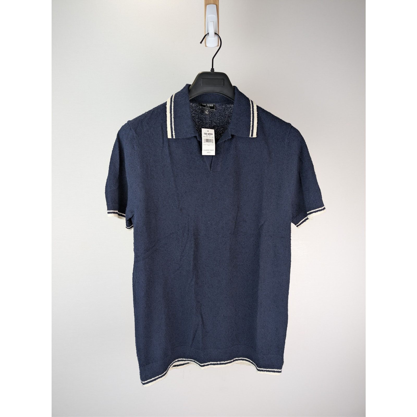 Todd Snyder o1rshd1 CC20 Tipped Boucle Montauk Knit Polo Shirt Navy Blue Size US S / EU 44-46 / 1 - 2 Thumbnail