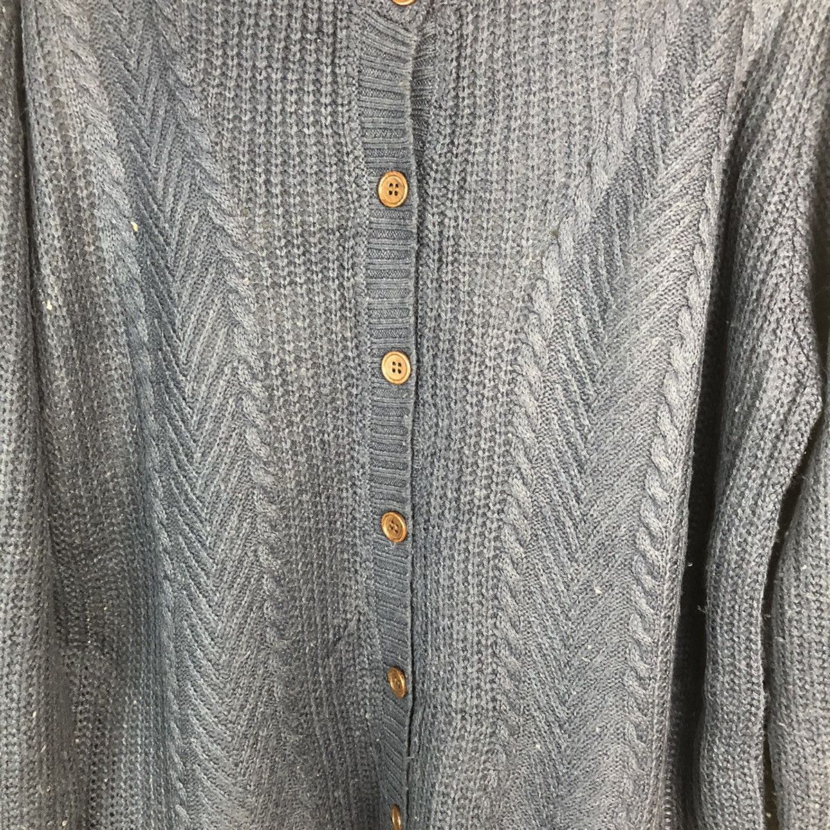 Japanese Brand More Planta Dark Blue Patterned Cardigans #A751 Size L / US 10 / IT 46 - 9 Thumbnail