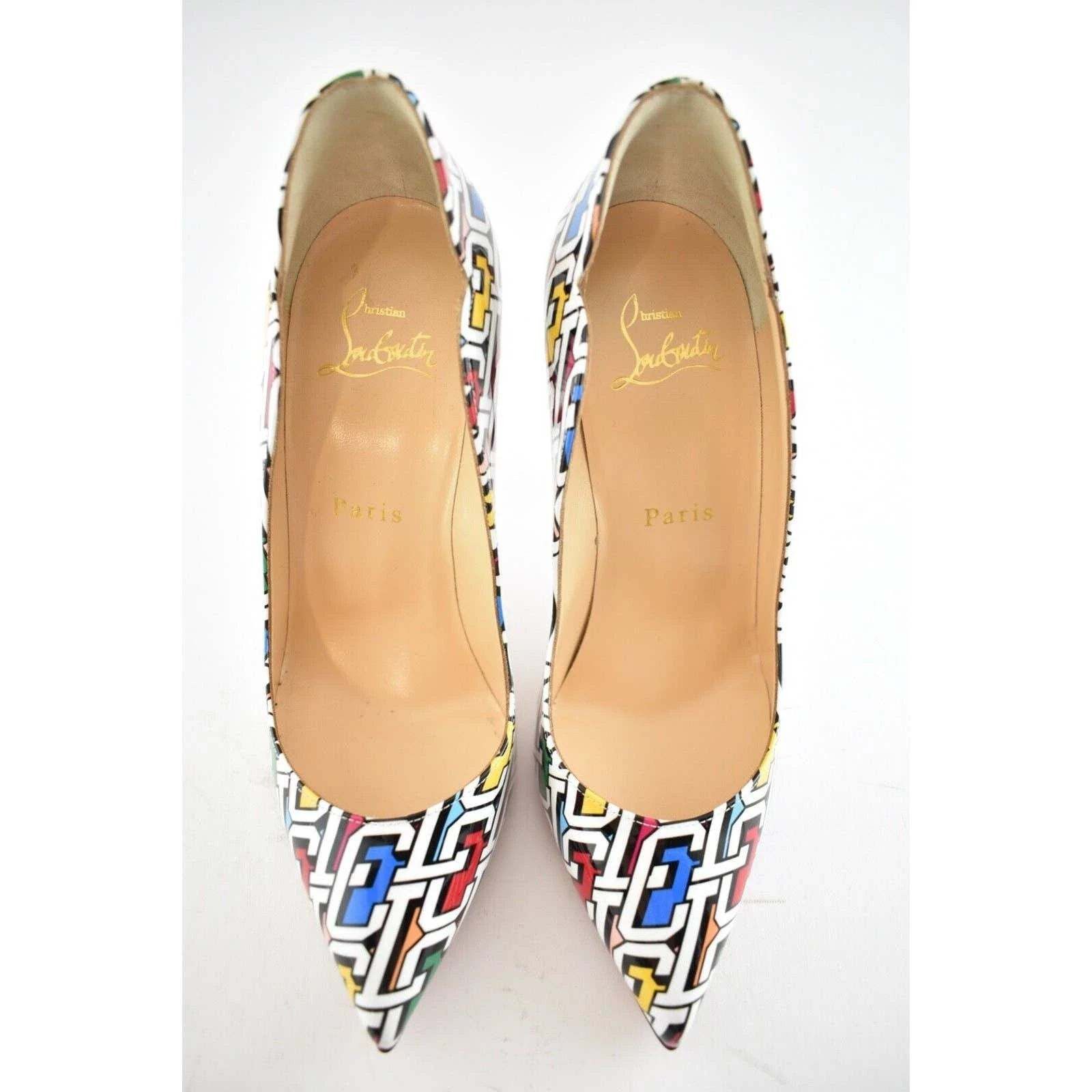 Christian Louboutin Christian Louboutin Hot Chick 100 Patent CL 3D Black Blue Size US 5 / IT 35 - 8 Thumbnail