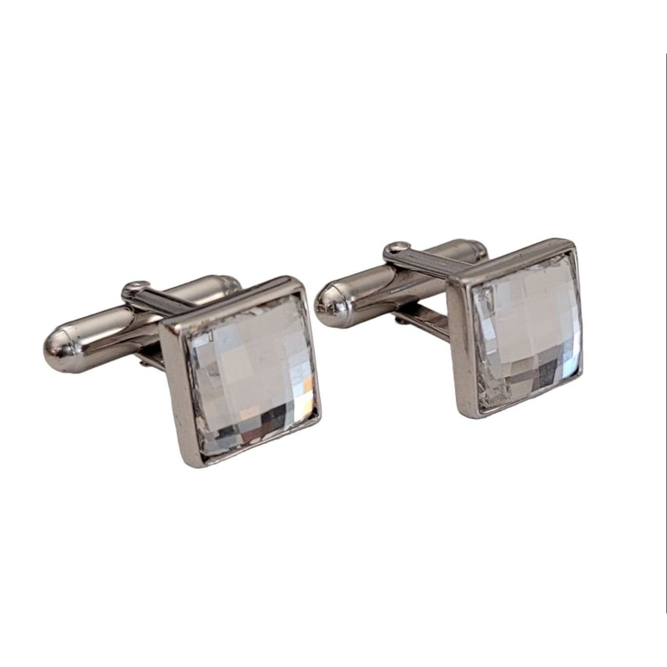 Swarovski Swarovski Swan Logo Silver-Tone Square Faceted Clear Crystal Size ONE SIZE - 10 Thumbnail