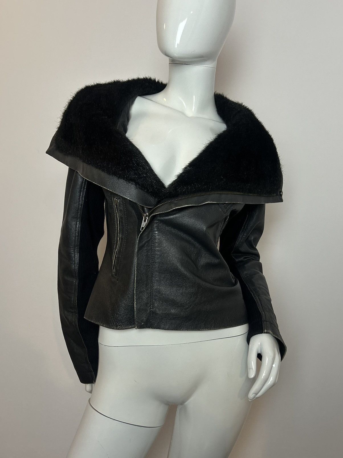 Other Vintage biker leather fur jacket Size M / US 6-8 / IT 42-44 - 2 Thumbnail