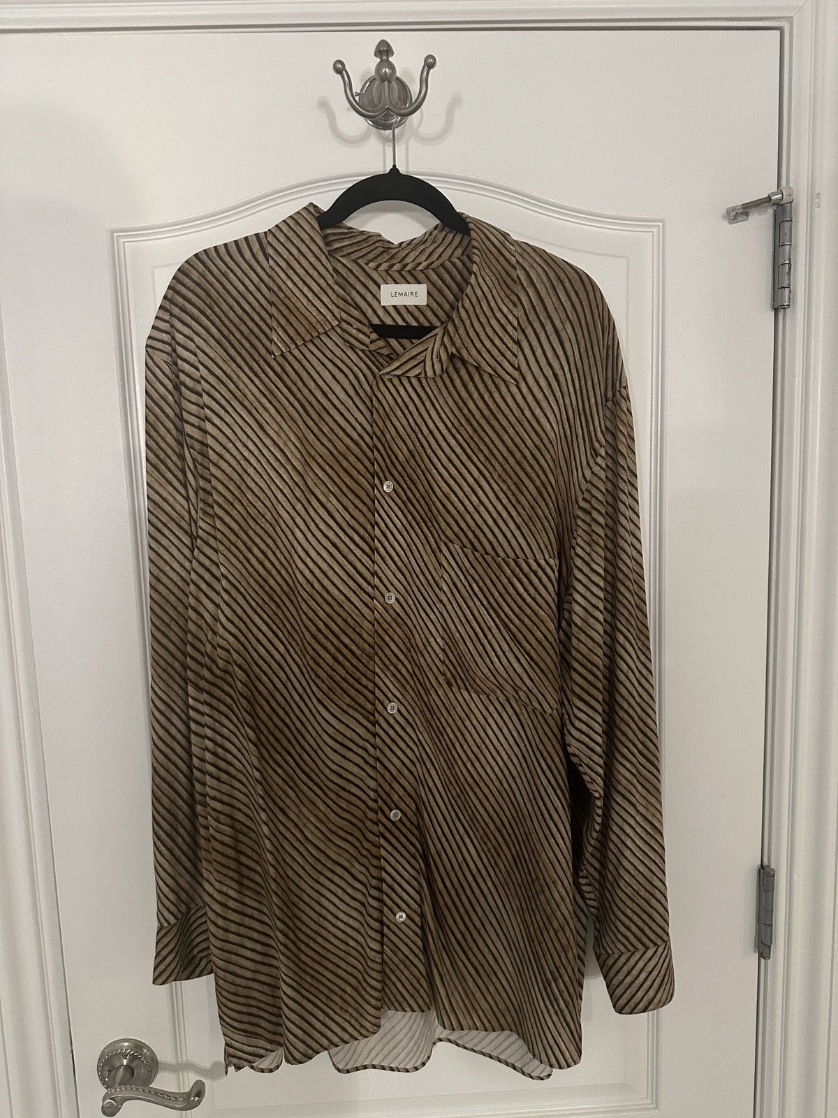 Lemaire Brown striped shirt Size US L / EU 52-54 / 3 - 1 Thumbnail