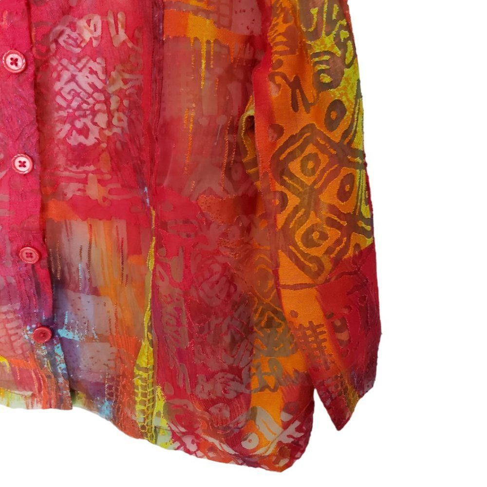 Designer CT189a Ladies Toni Morgan XL Multi Color Shirt with Sheer Size XL / US 12-14 / IT 48-50 - 5 Thumbnail