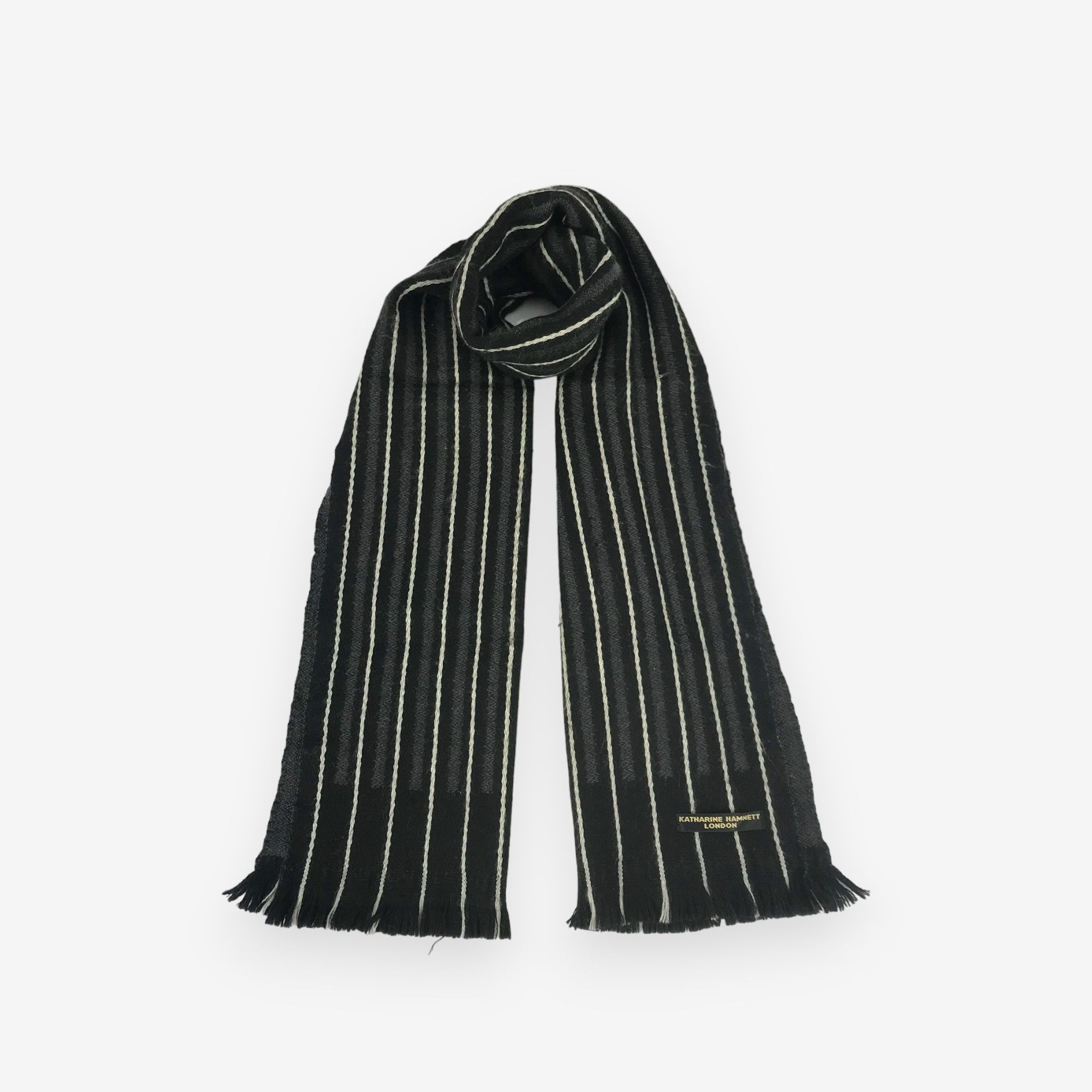 Katharine Hamnett London × Vintage Vintage Katharine Hamnett Scarf Muffler Wool Scarves Size ONE SIZE - 1 Thumbnail