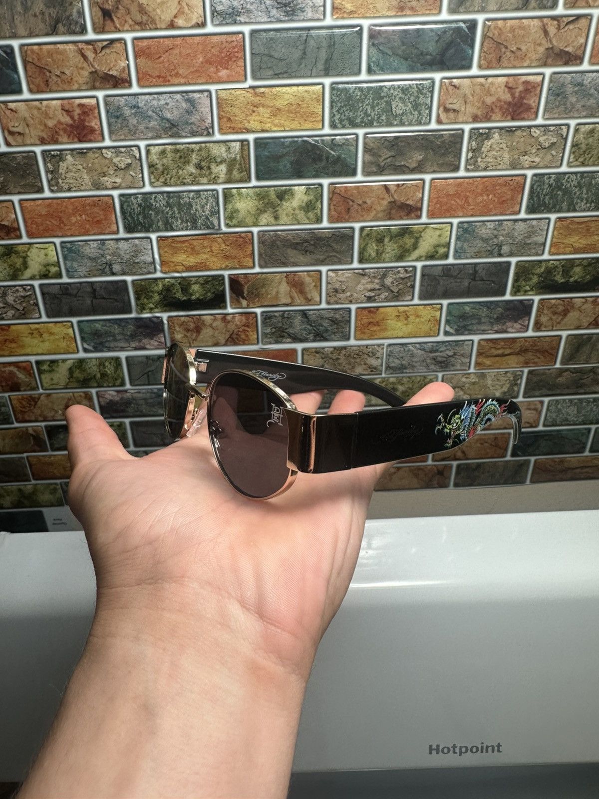 Ed Hardy Ed Hardy Sunglasses Black Gold Frame w Dragon Ed-Annunciat Size ONE SIZE - 1 Thumbnail