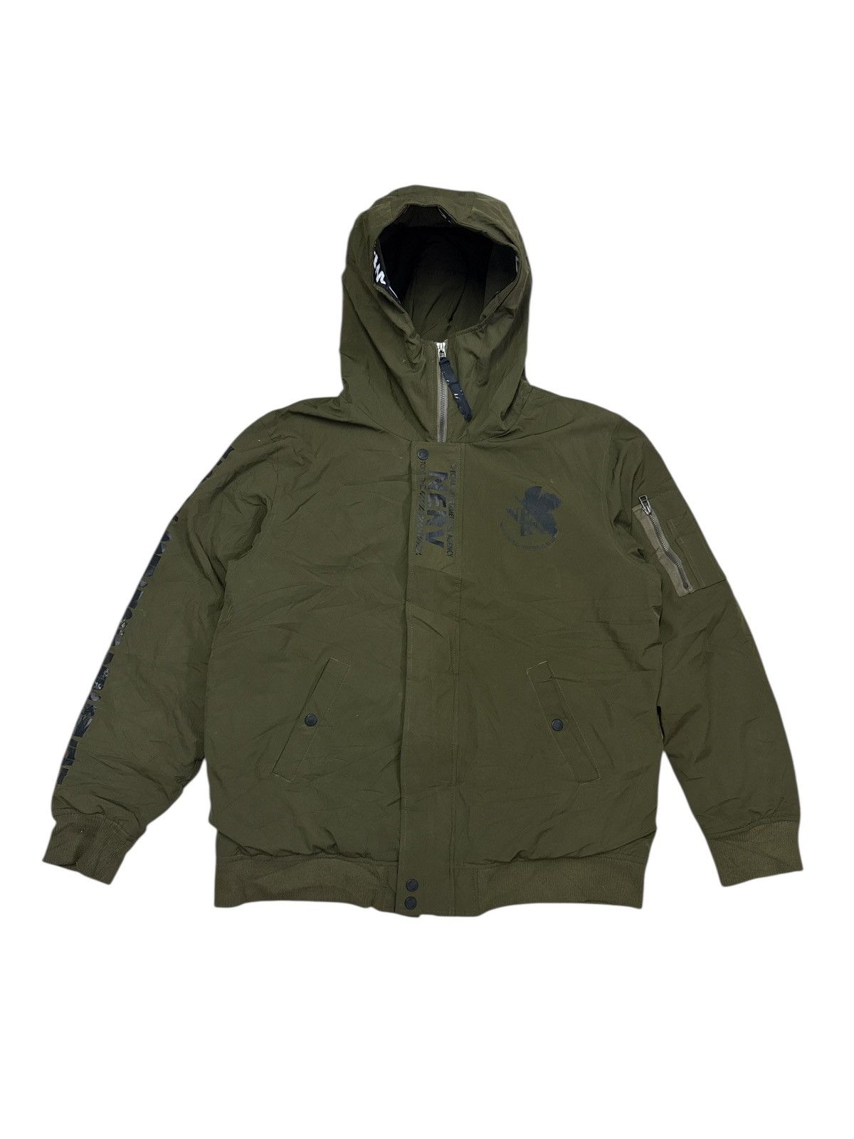 Anime VINTAGE EVANGELION NERV BOMBER JACKET HOODIE Size US XL / EU 56 / 4 - 1 Thumbnail