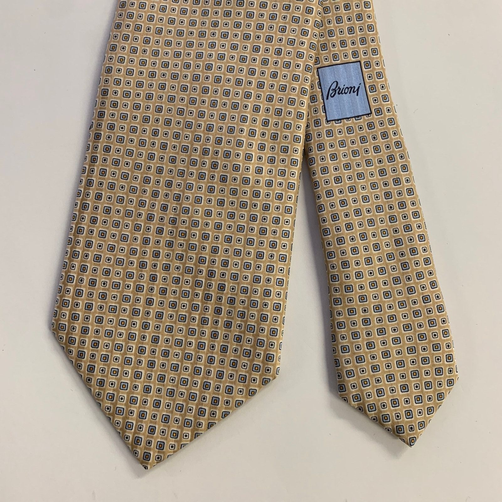 Brioni BRIONI Tan Blue Geometric Silk Tie Clip Size ONE SIZE - 1 Thumbnail