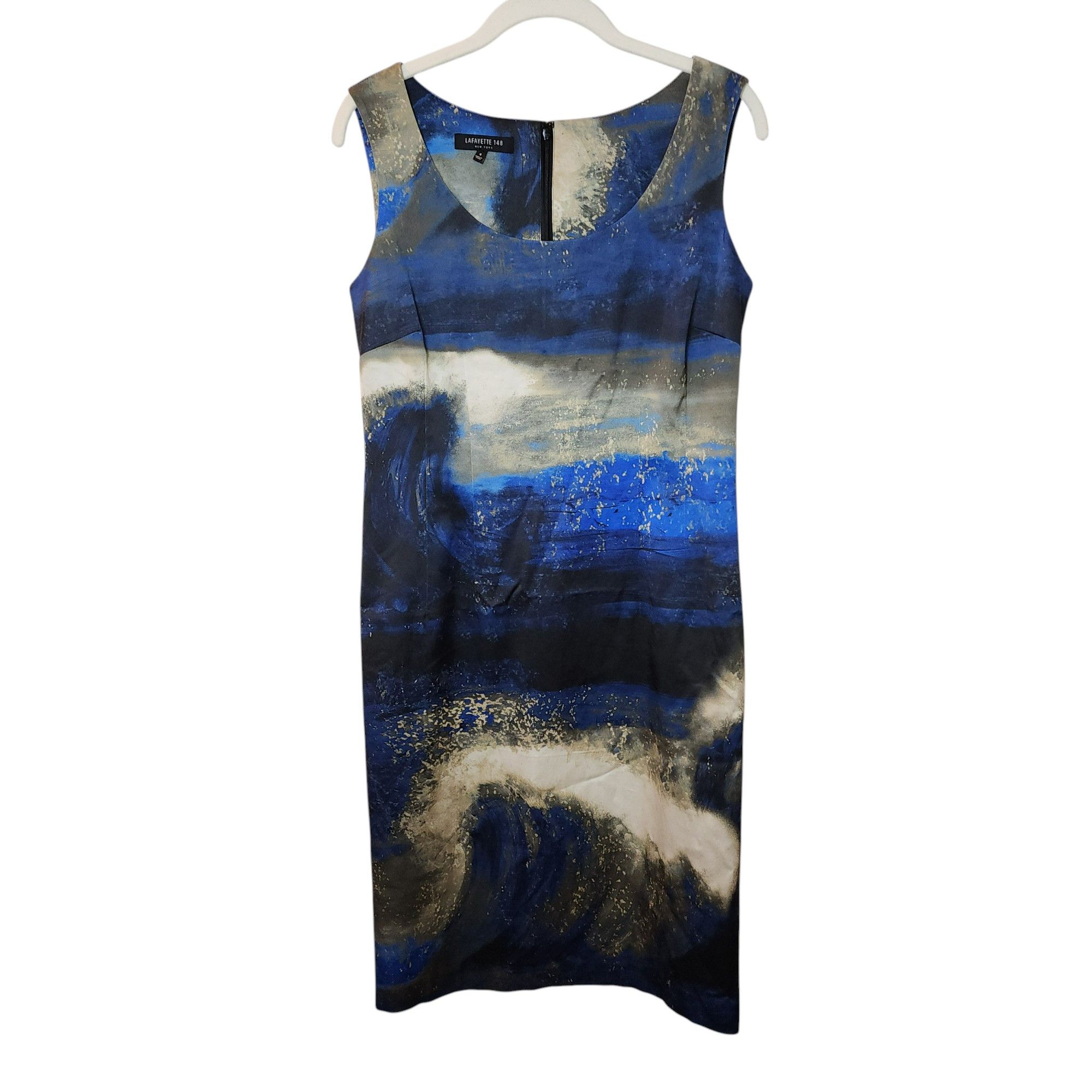 Lafayette 148 Sheath Abstract Blue Black Gold Size 4 Lafayette 148 Size S / US 4 / IT 40 - 4 Thumbnail