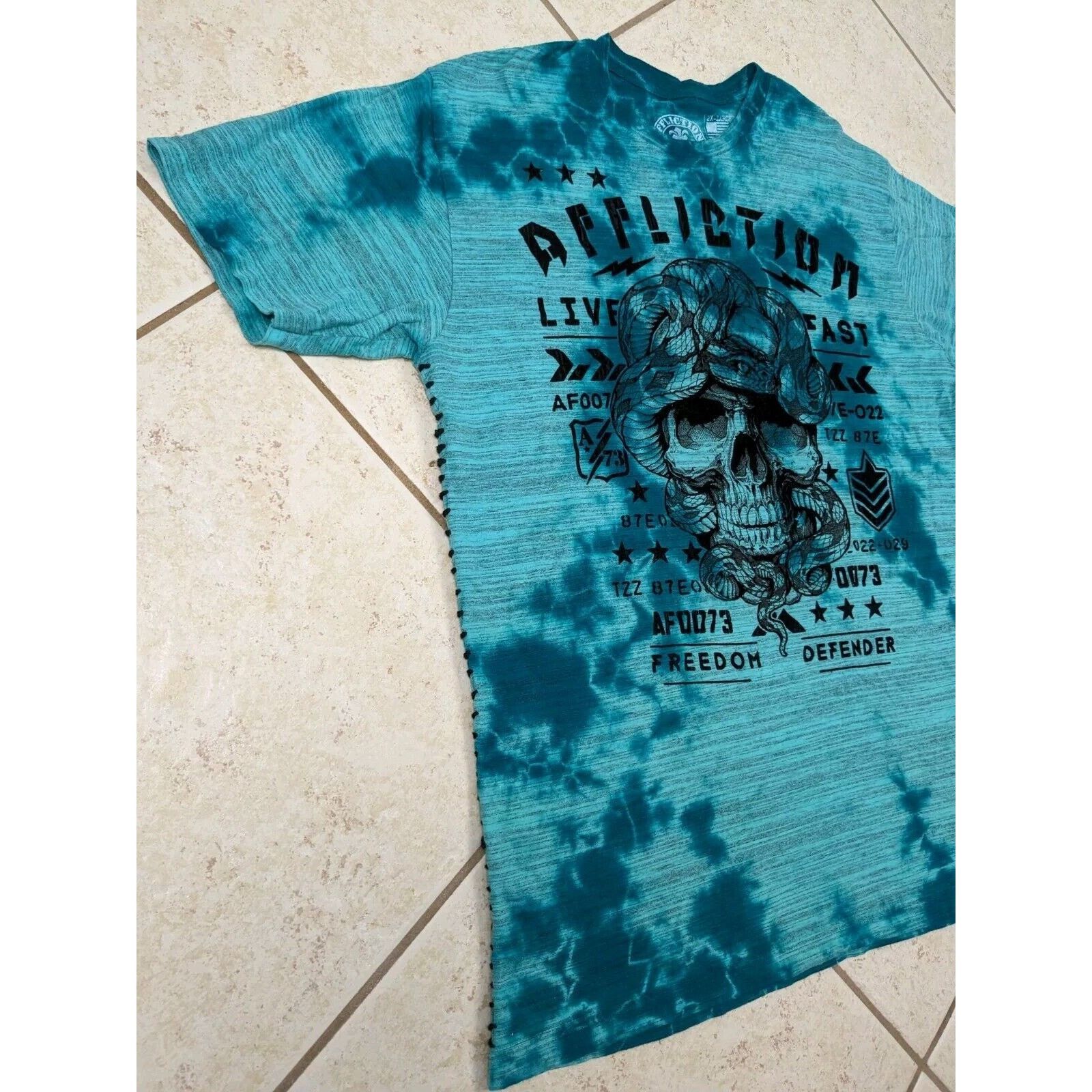 Affliction Affliction Freedom Defender Shirt Tie Dye Velvet Skull Size US XXL / EU 58 / 5 - 2 Thumbnail
