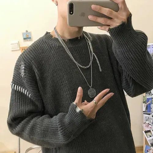 Japanese Brand Half Turtleneck Men's Streetwear Wash Destroyed Sweater Size US XL / EU 56 / 4 - 4 Thumbnail