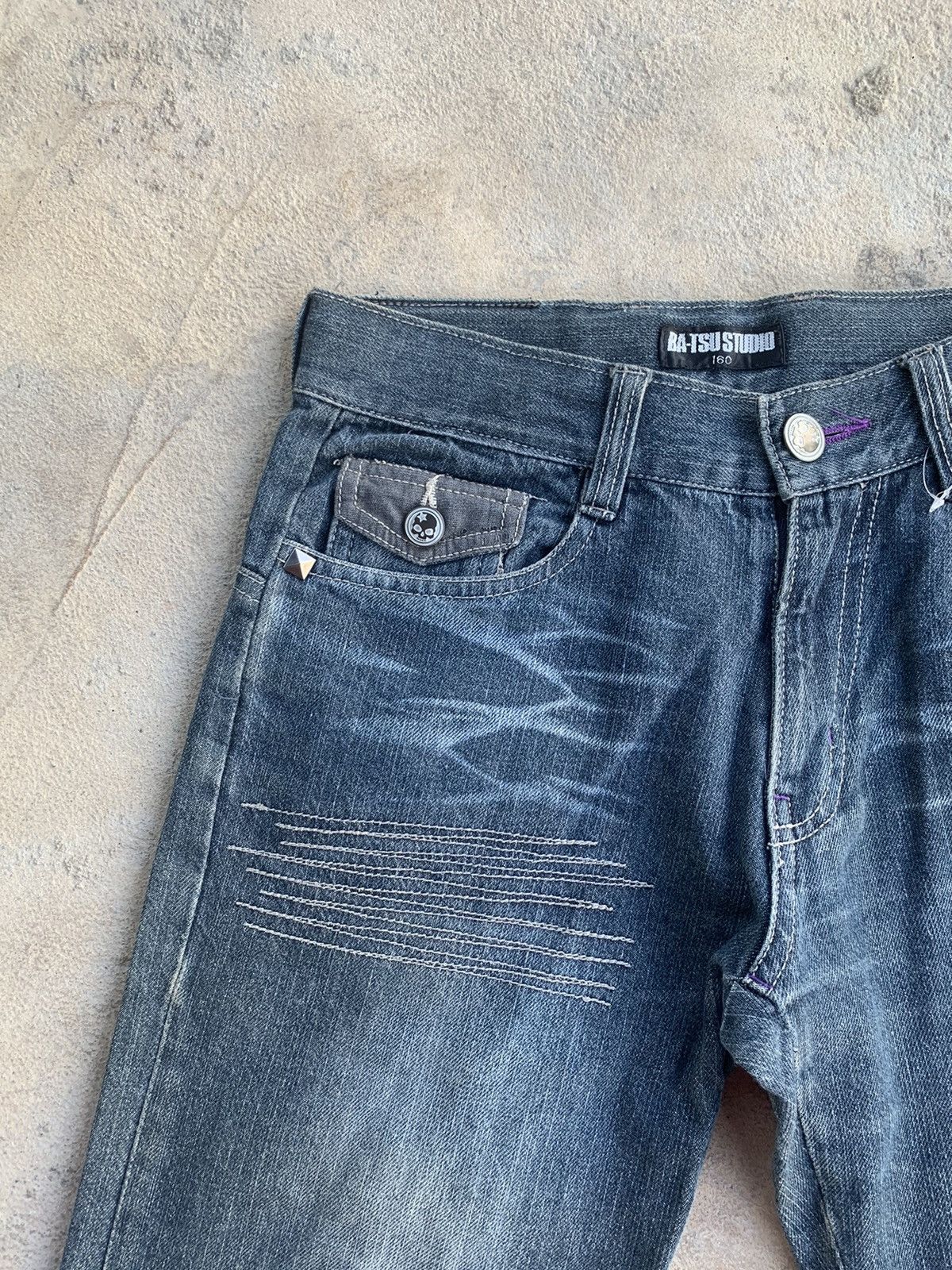 If Six Was Nine × Japanese Brand Batsu Studio Skull Distressed Denim Size US 28 / EU 44 - 6 Thumbnail