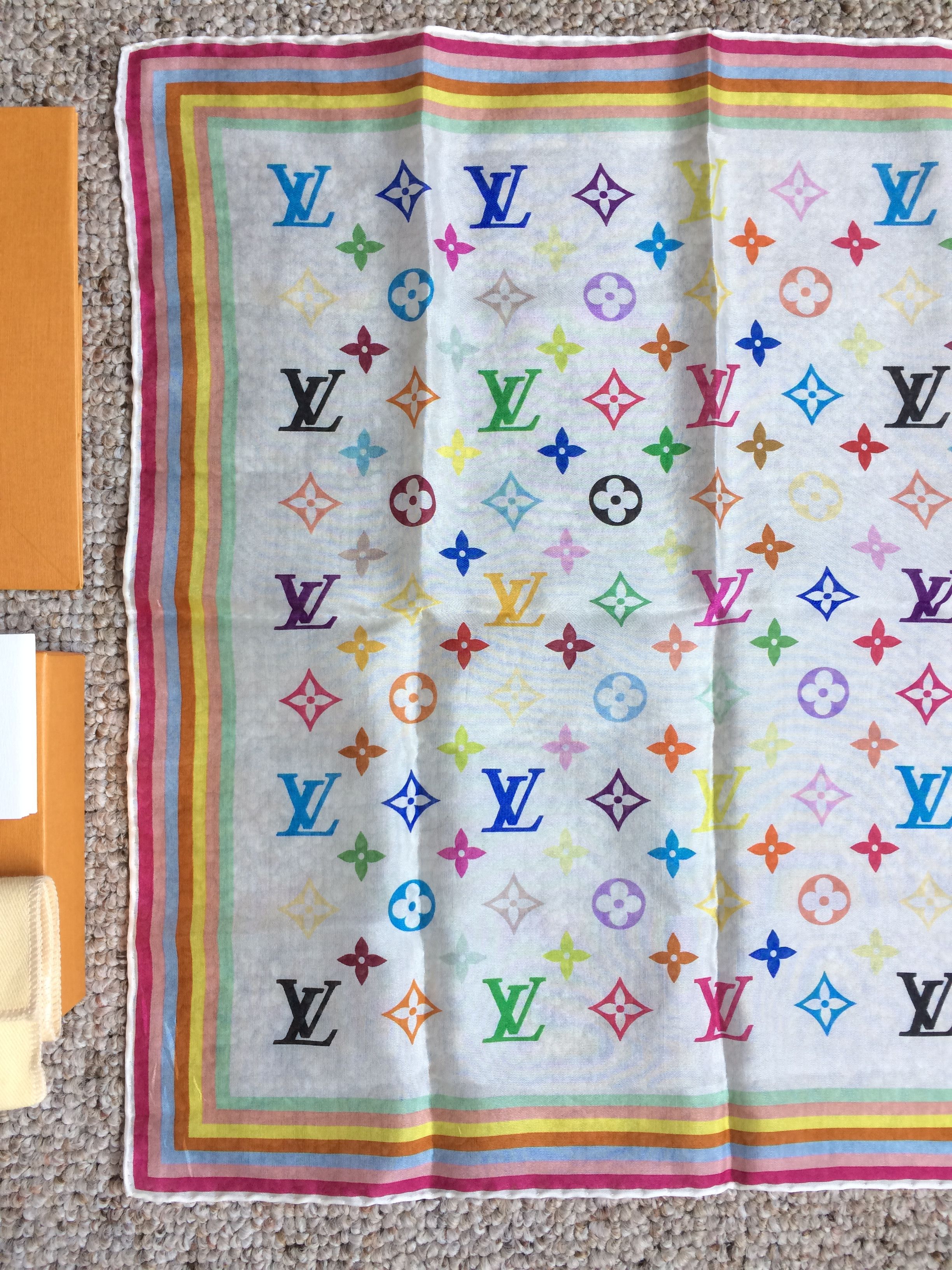 Louis Vuitton × Takashi Murakami S/S 2003 Louis Vuitton Murakami Multicolor Monogram Scarf Size ONE SIZE - 2 Thumbnail